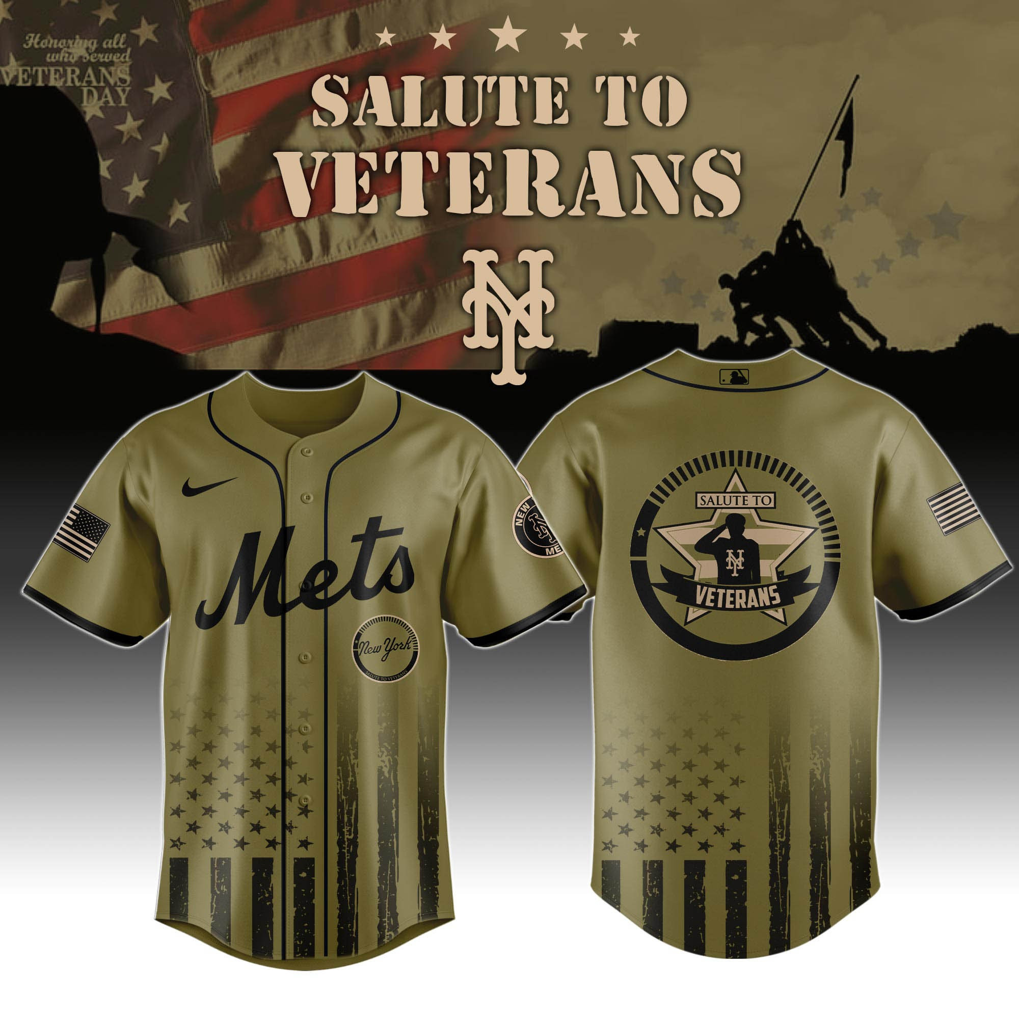 New York Mets MLB x Salute To Veterans Jersey Cool Gifts For Baseball Lovers