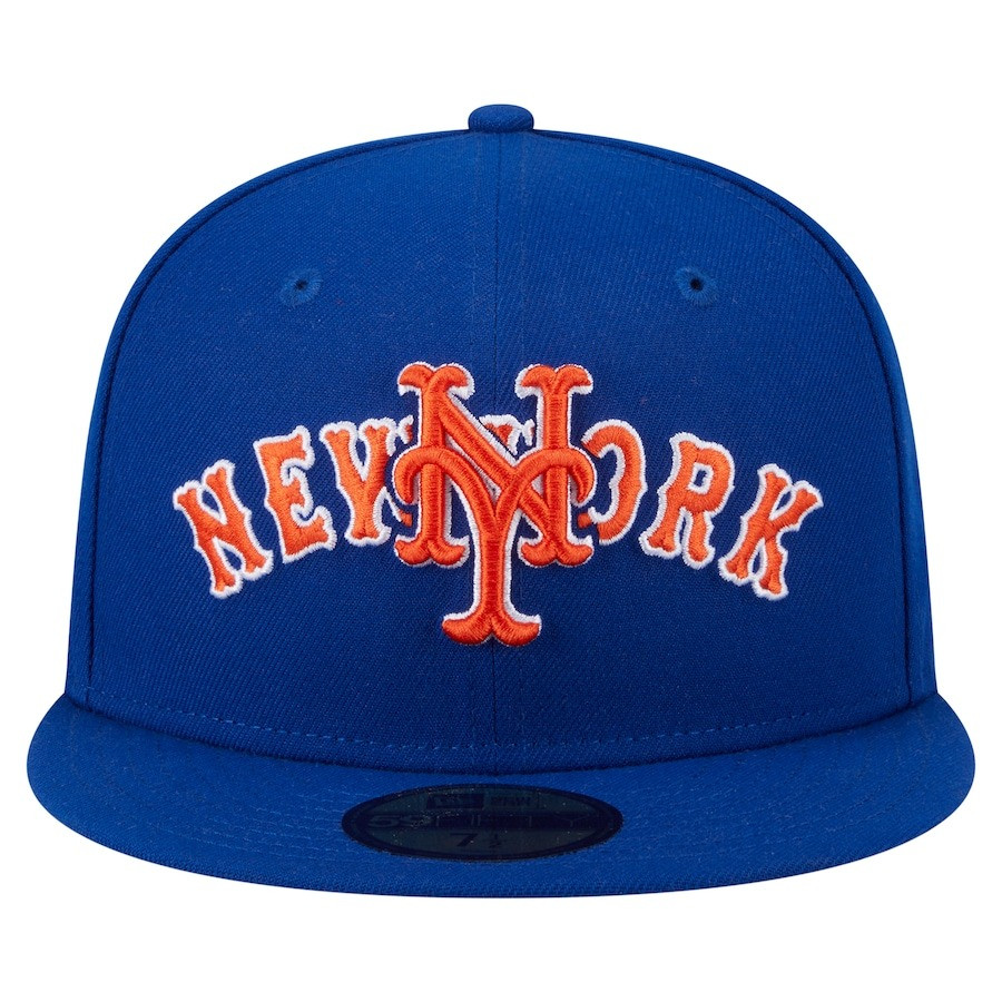 New York Mets New Era Overlap Hat MLB 59FIFTY Fitted Hat Cap Merch Gifts For Baseball Fans