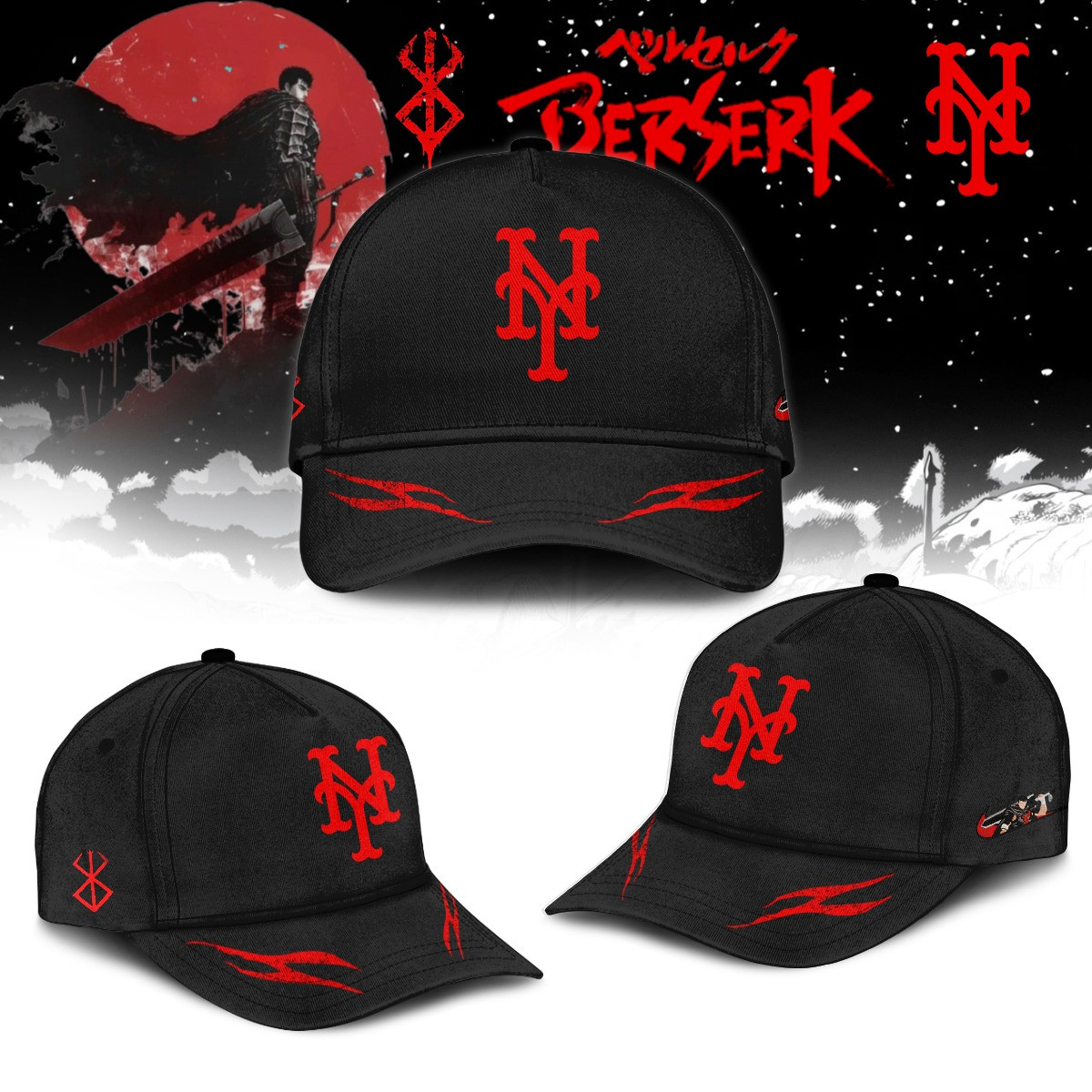 New York Mets x Berserk Limited Edition Hat Cool Gifts For Baseball Lovers