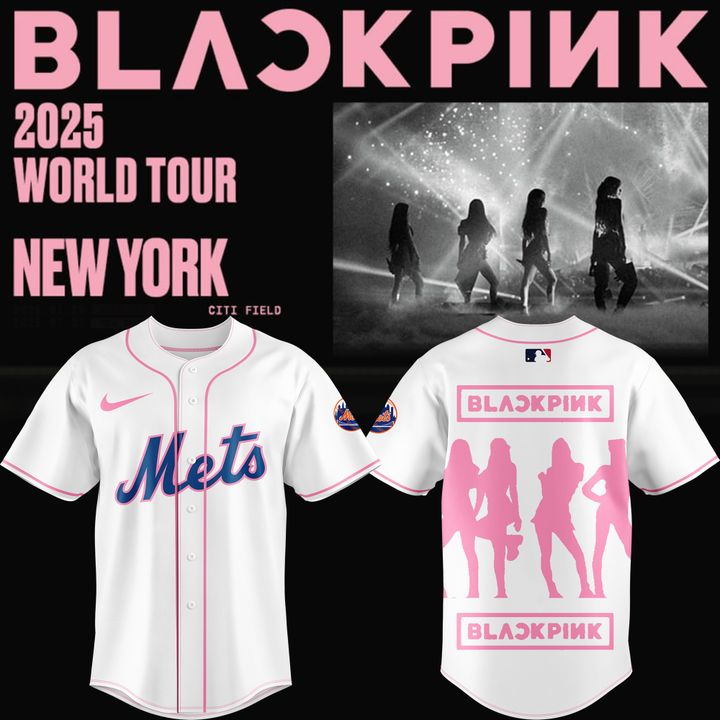 New York Mets x BLACKPINK Baseball White 2025 Jersey Mets Merch Best Gifts For Baseball Players