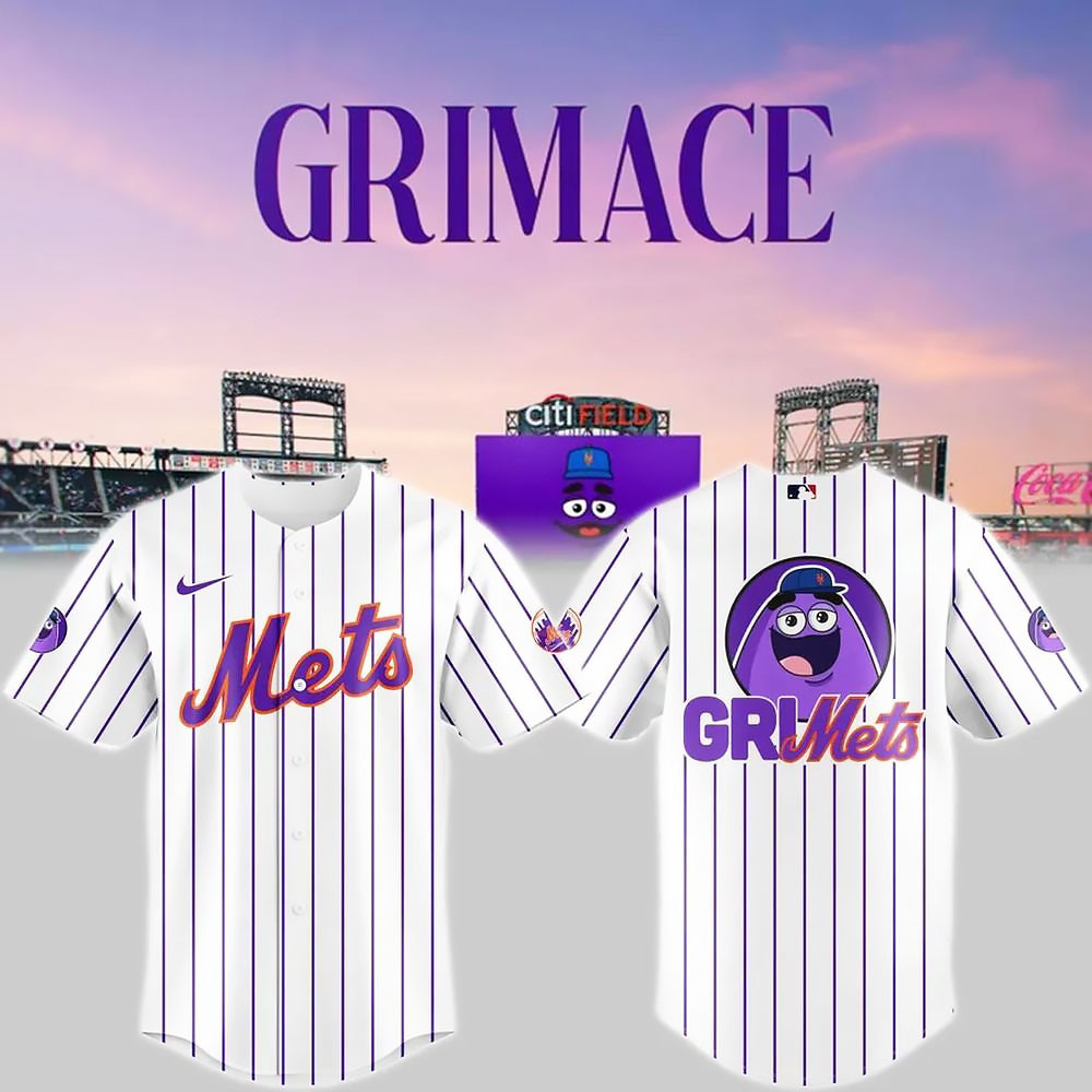 New York Mets x Grimace Limited Edition Baseball Jersey Gifts For Baseball Lovers