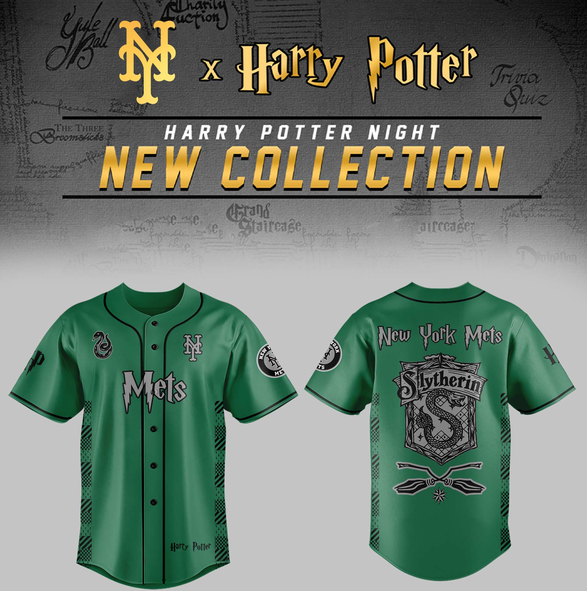New York Mets x Harry Potter Night Slytherin House Jersey Baseball Fan Gifts