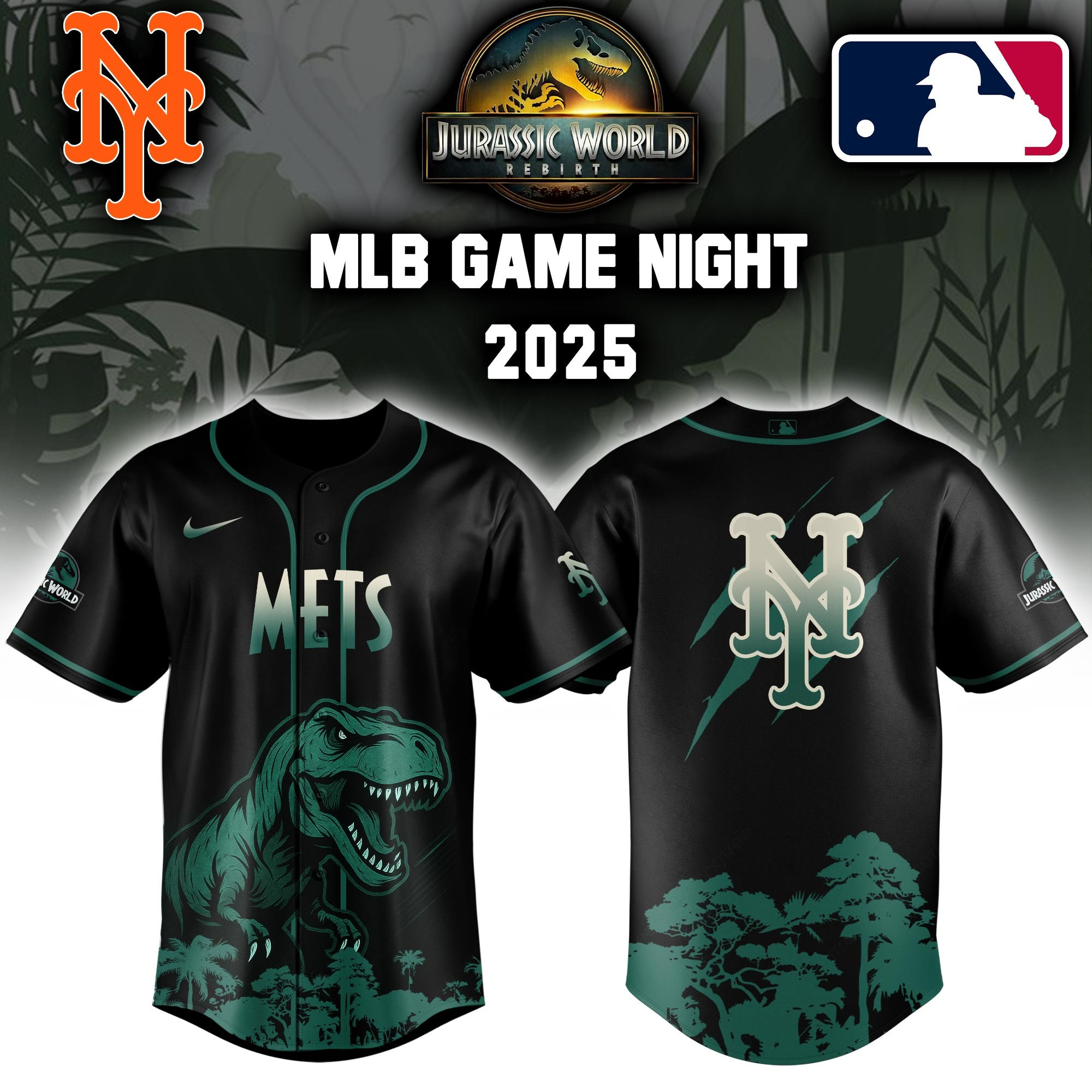New York Mets x Jurassic World Baseball Jersey Baseball Team Gift Ideas