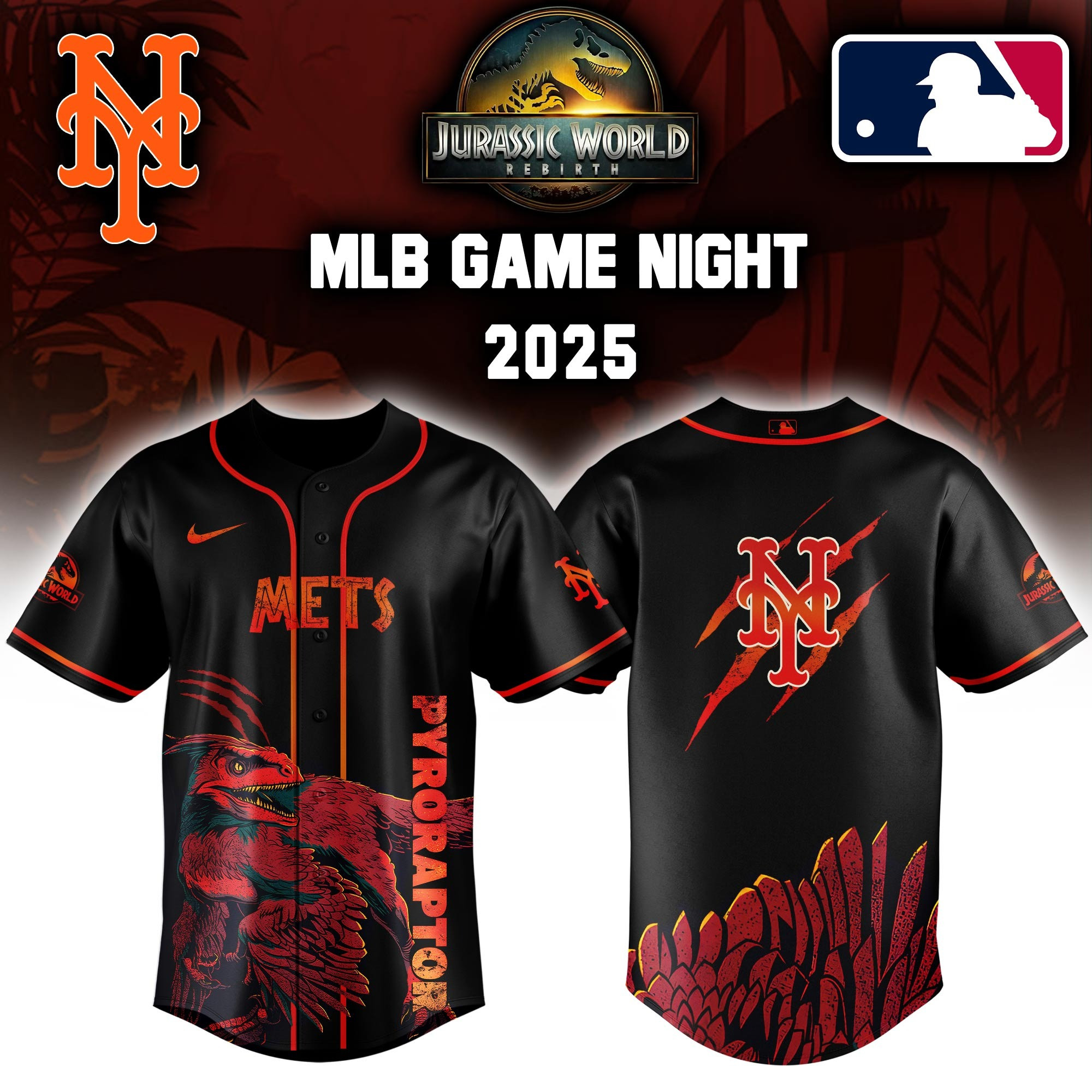 New York Mets x Jurassic World Baseball Jersey Cool Baseball Gifts