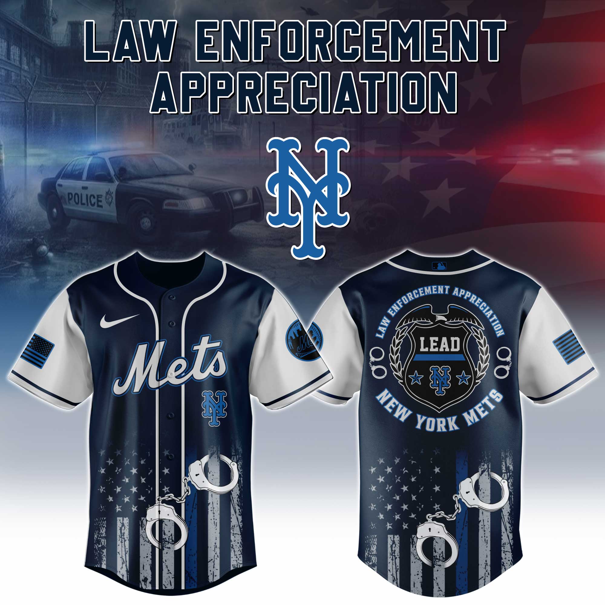 New York Mets x Law Enforcement Appreciation Day Jersey Baseball Fan Gifts