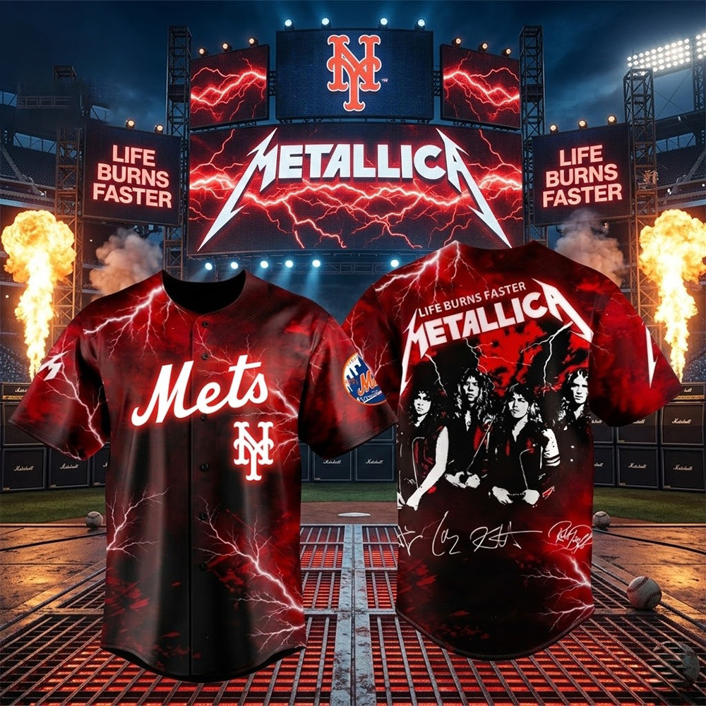 New York Mets x Metallica Jersey Baseball Clothes Music Lover Gift For Boyfriend