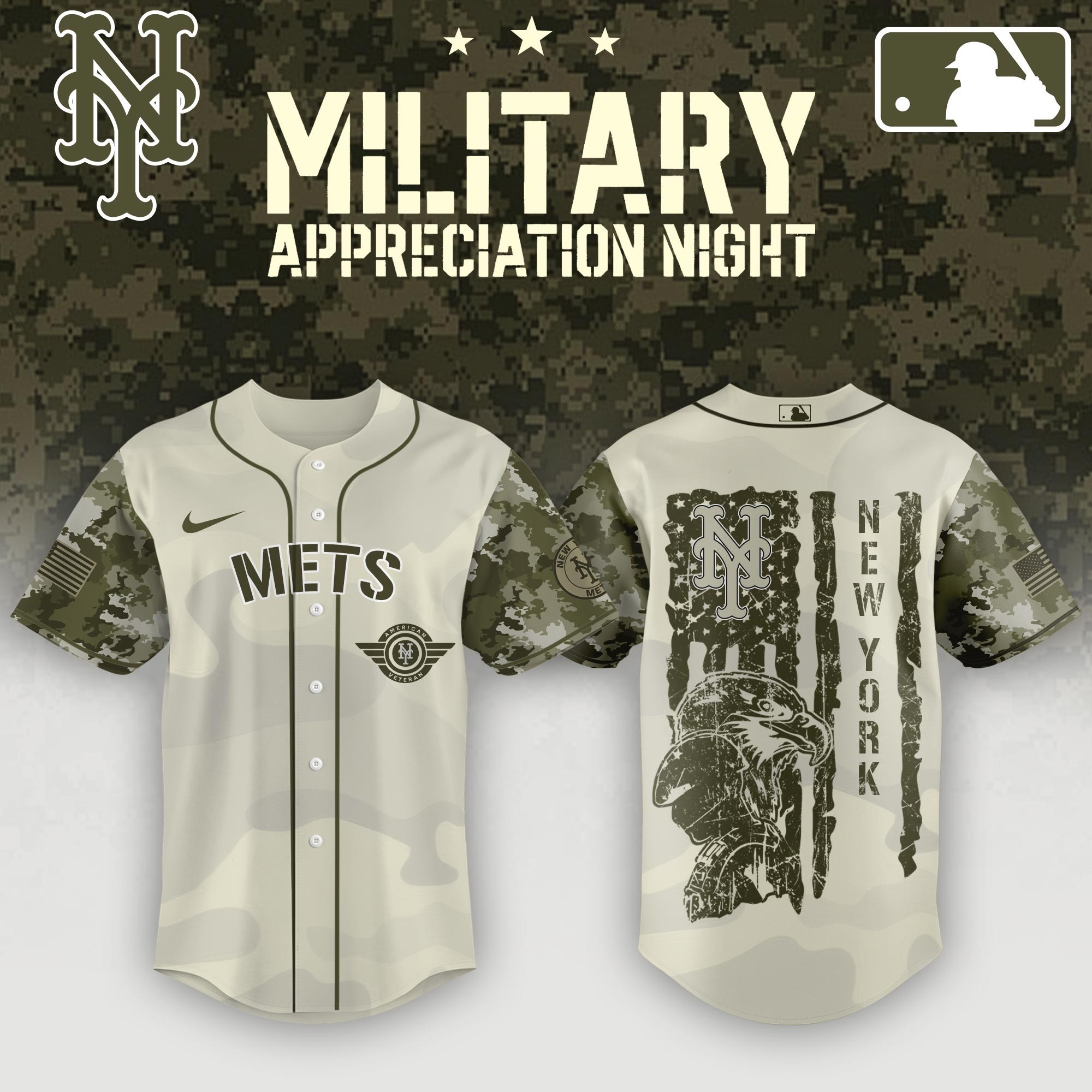 New York Mets x MLB 2025 Armed Forces Day Night Jersey Gifts For Baseball Lovers
