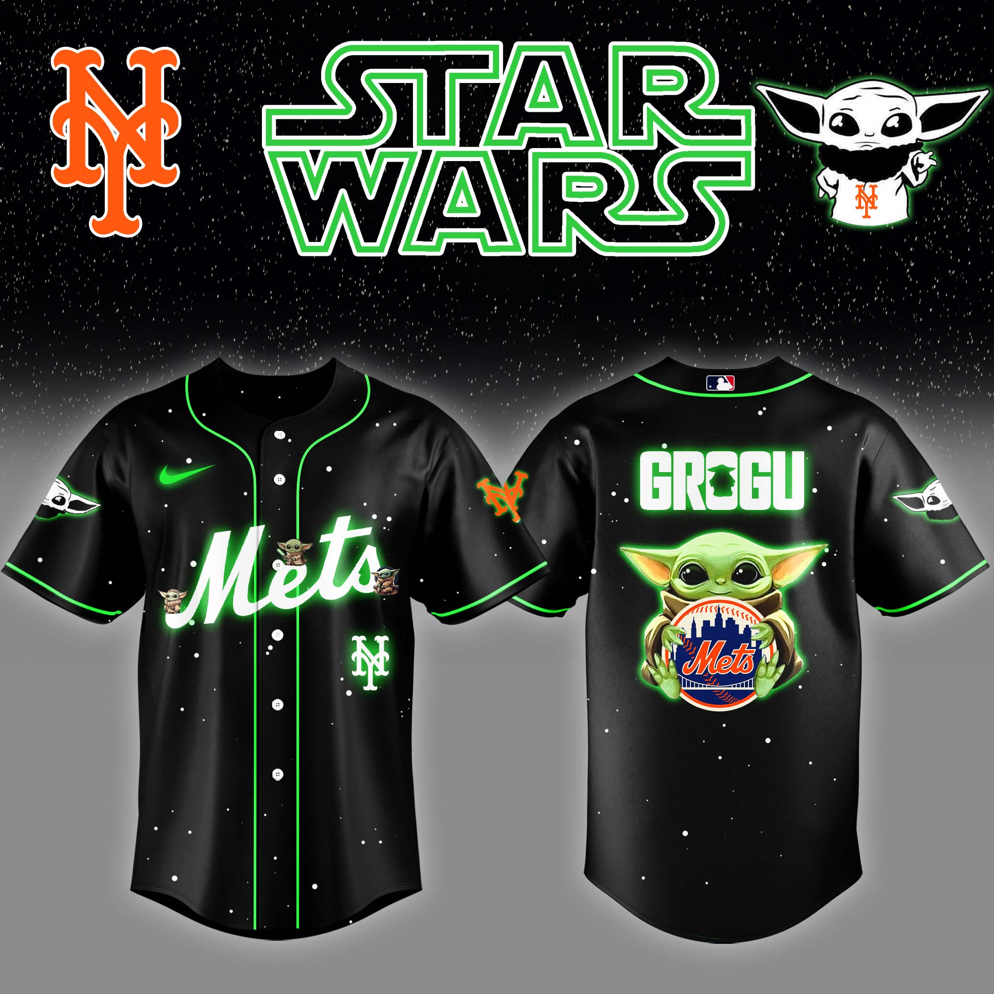 New York Mets x Stars Wars Grogu Night Baseball Jersey Gifts For Baseball Players