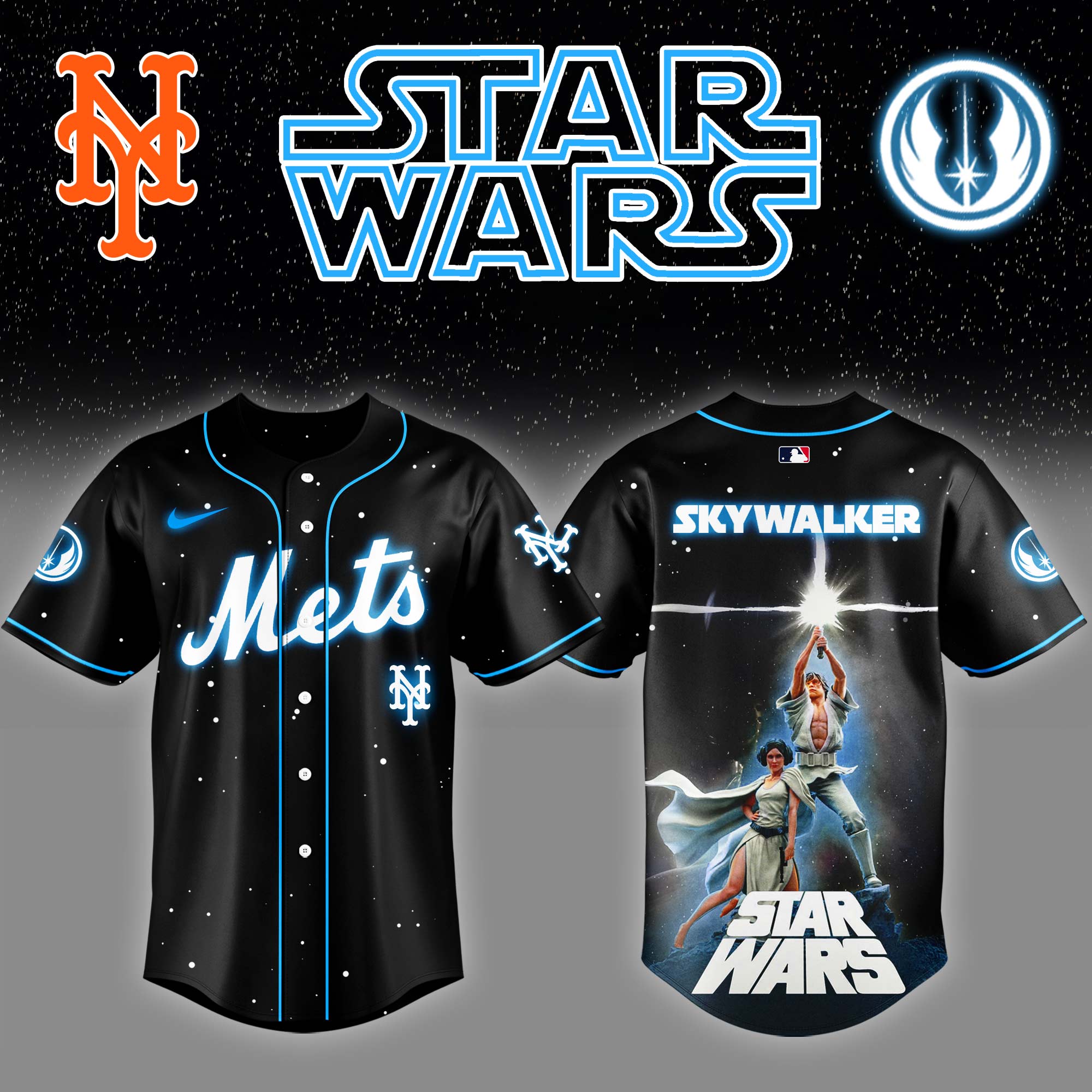 New York Mets x Stars Wars Luke Skywalker Game Night Baseball Jersey Gift For Baseball Lover