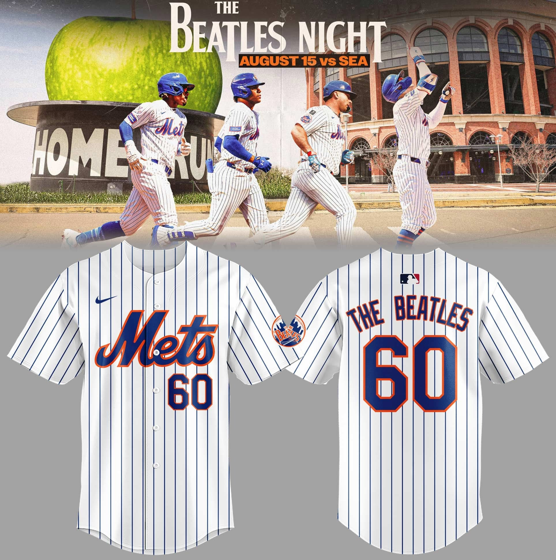 New York Mets x The Beatles Celebrate The 60th Anniversary Baseball Jersey Best Gift For Baseball And Music Lovers