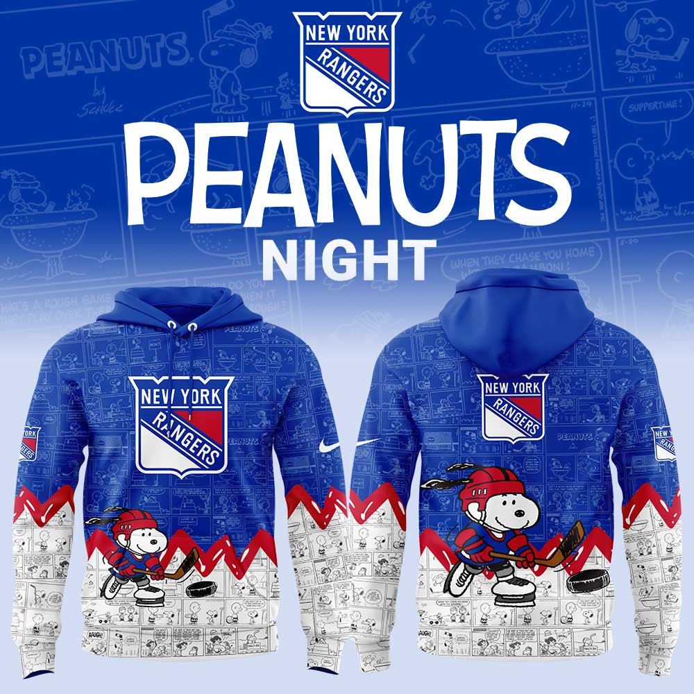 New York Rangers Anniversary Of Peanuts Hoodie Cool Baseball Gifts