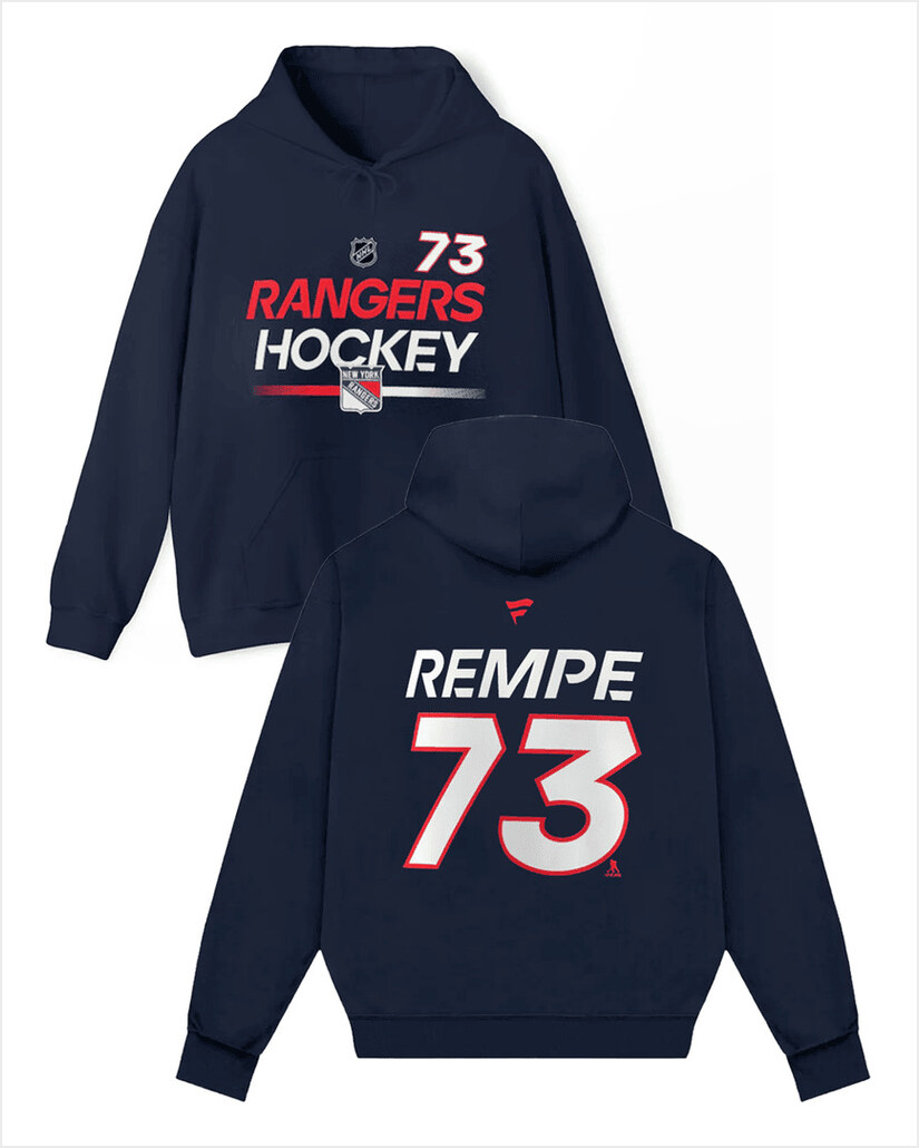 New York Rangers Hockey Matt Rempe Prime Name & 73 Number Hoodie Gifts For Friends Trendy Merch New York Rangers Hockey Matt Rempe Prime Name & 73 Number Hoodie Gifts For Friends Trendy Merch