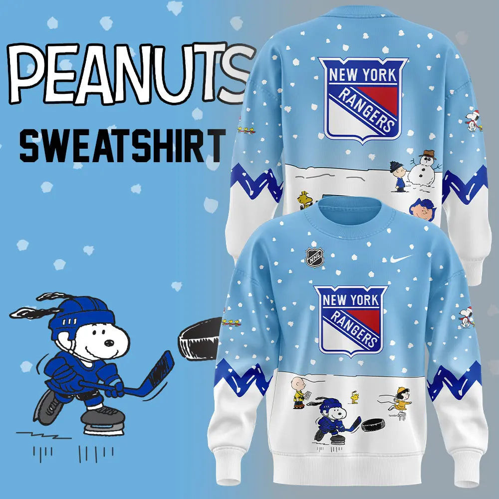 New York Rangers x Peanuts Snoopy Sweatshirt Ice Hockey NFL Merch Cute Gifts For Fans