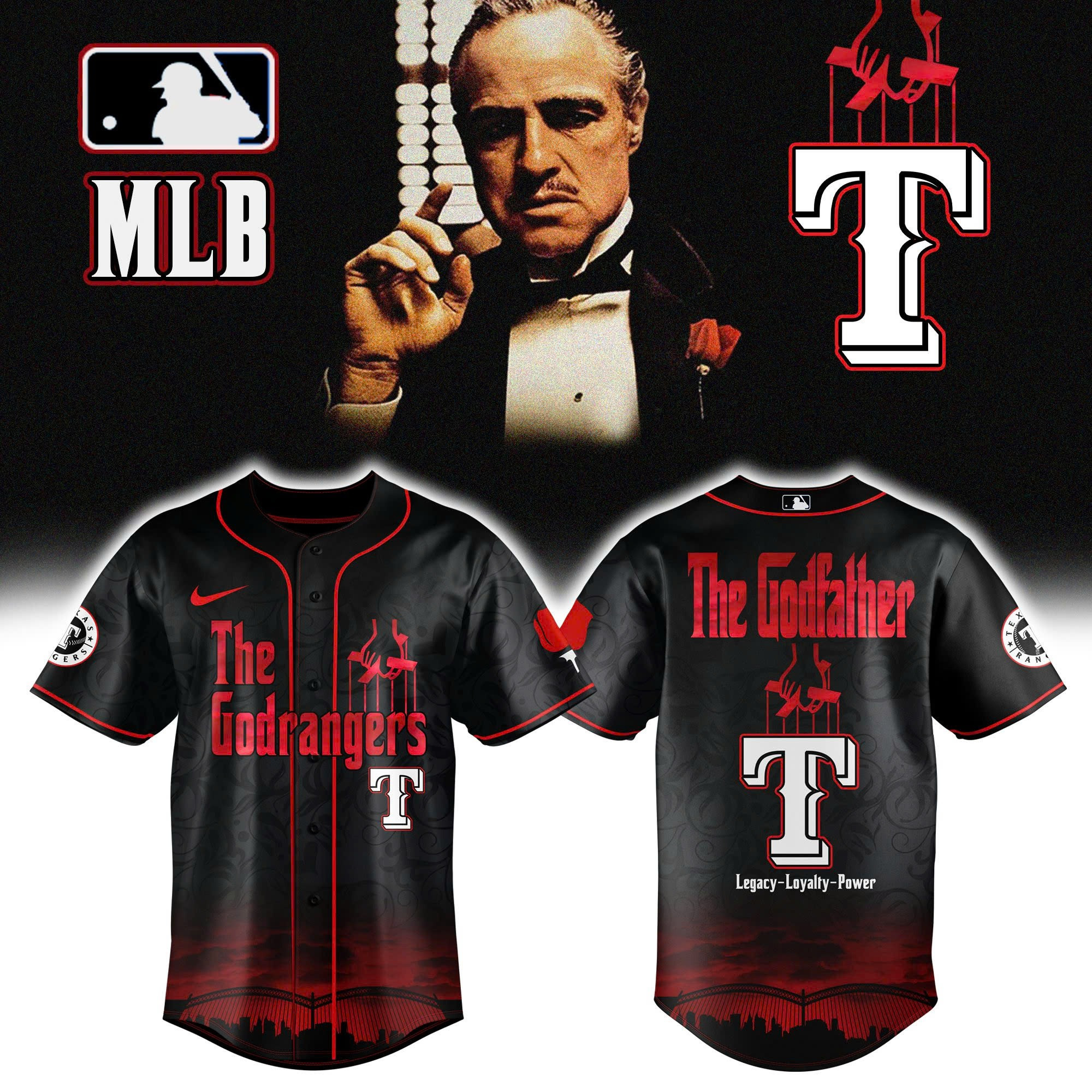 New York Rangers x The Godfather Baseball Jersey Unique Gifts For Hockey Fans