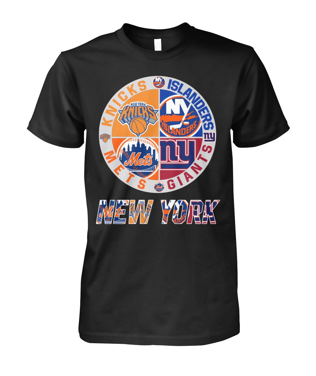 New York Sports Team Mashup Logo T-Shirt Knicks Islanders Mets Giants Clothes Sport Lover Gift