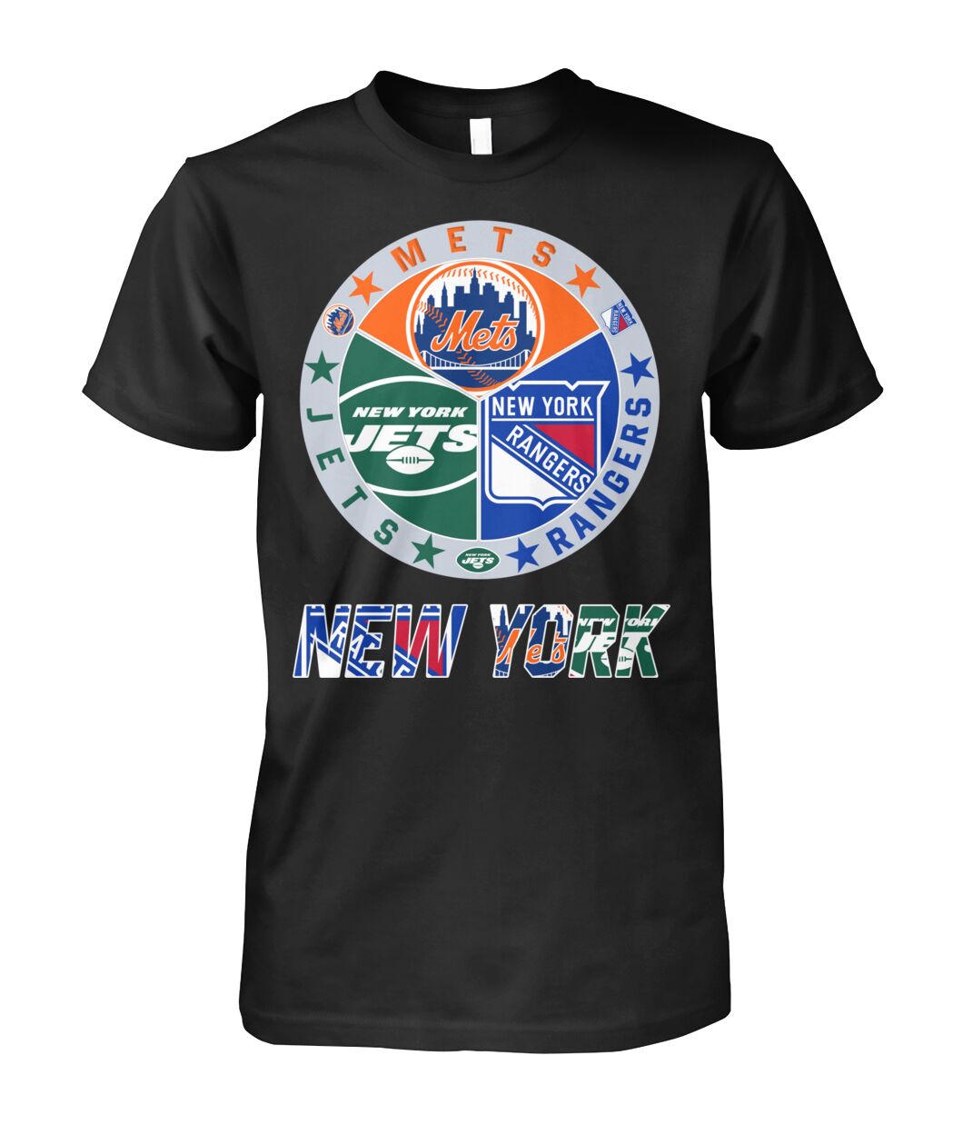 New York Sports Team Mashup Logo T-Shirt Mets Jets Rangers Shirt Gift For Father