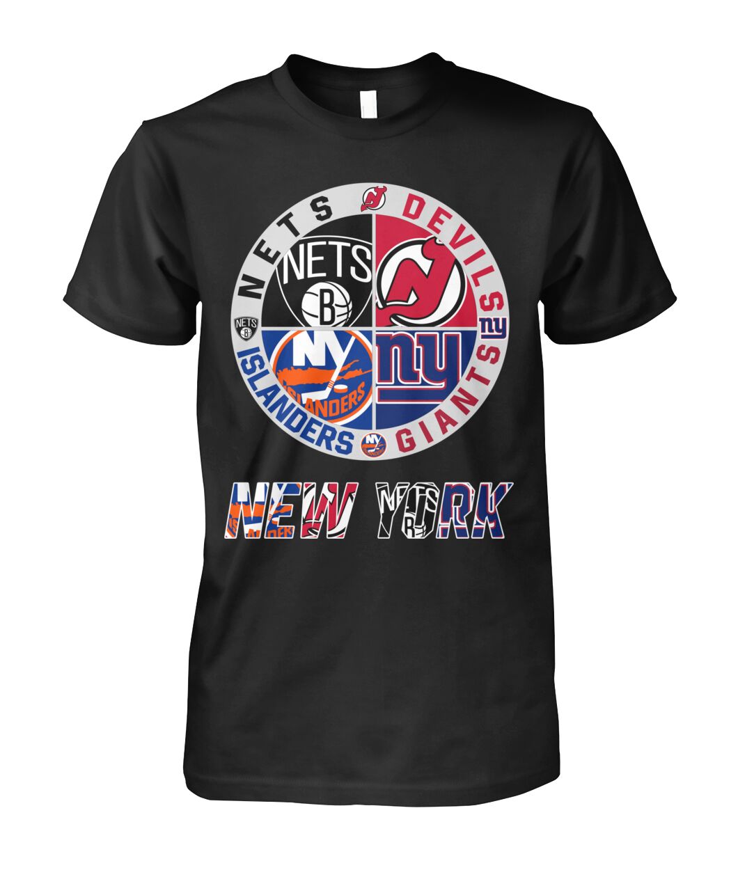 New York Sports Team Mashup Logo T-Shirt Nets Devils Islanders Giants Shirt Game Day Gift For Fans