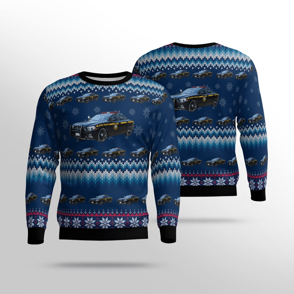 New York State Police Dodge Charger Ugly Sweater Christmas Unisex Sweaters Gift For Christmas