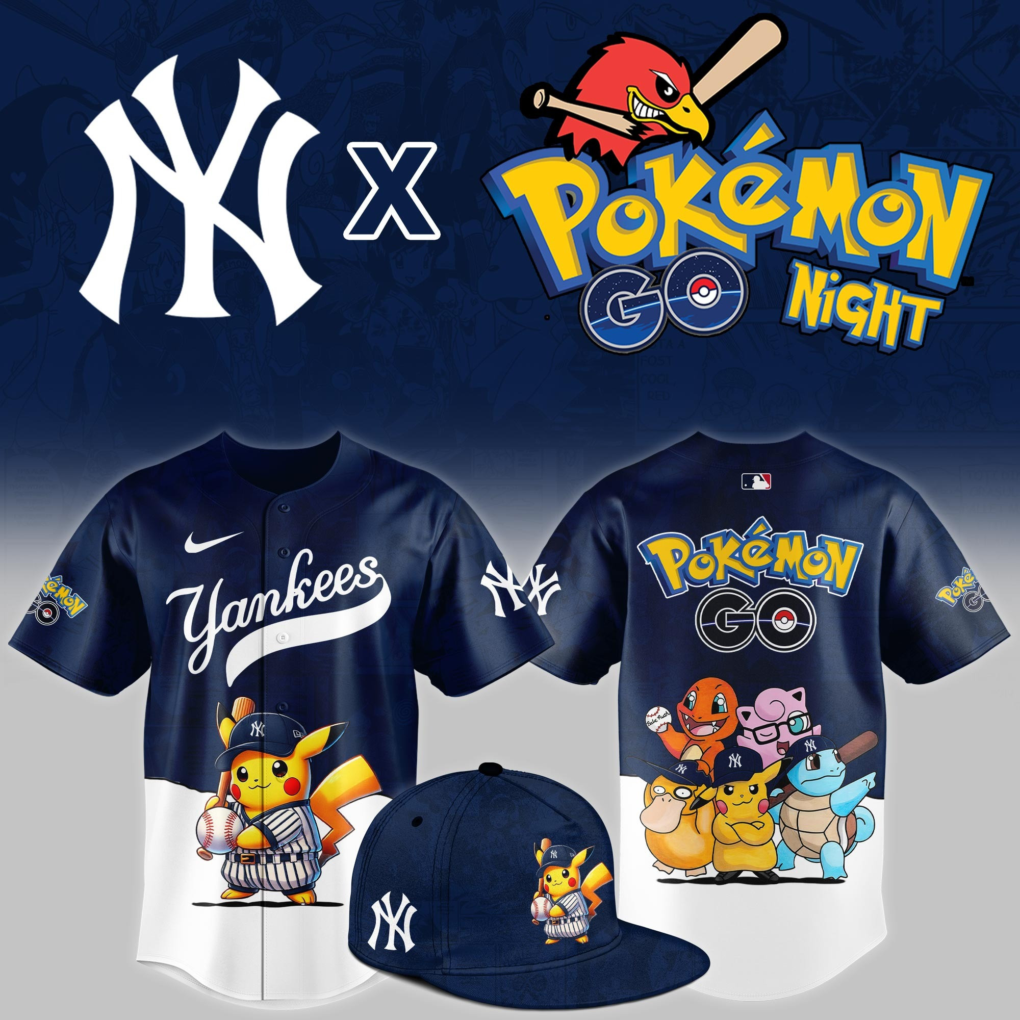New York Yankees 2025 Pokemon GO Night Limited Jersey Unique Gifts For Baseball Fans