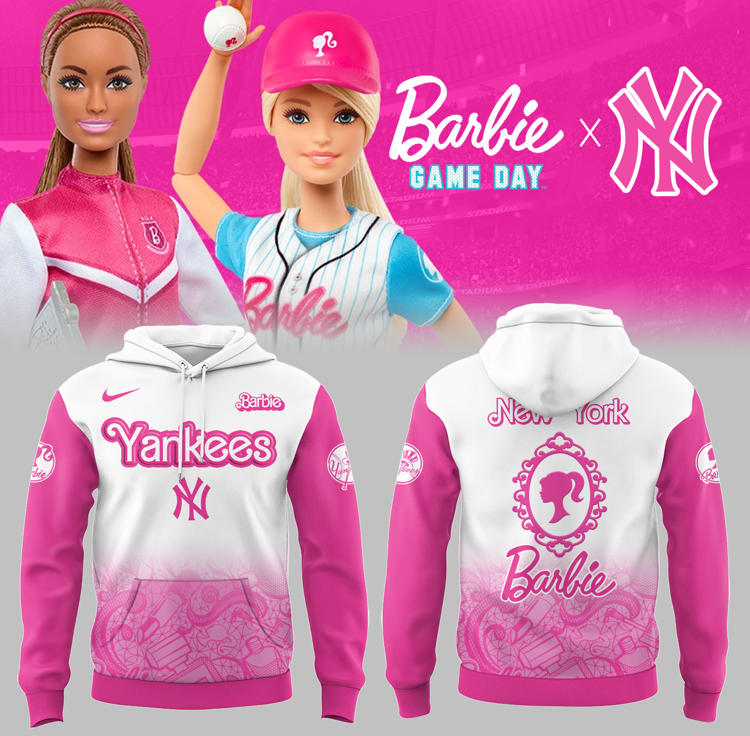New York Yankees Baseball Barbie Night Hoodie Baseball Fan Gifts