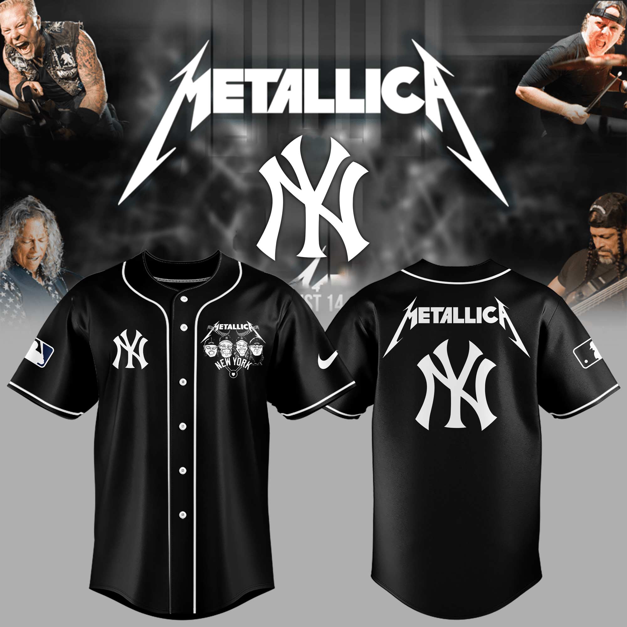 New York Yankees Baseball Metallica Night Jersey Gifts For Baseball Players
