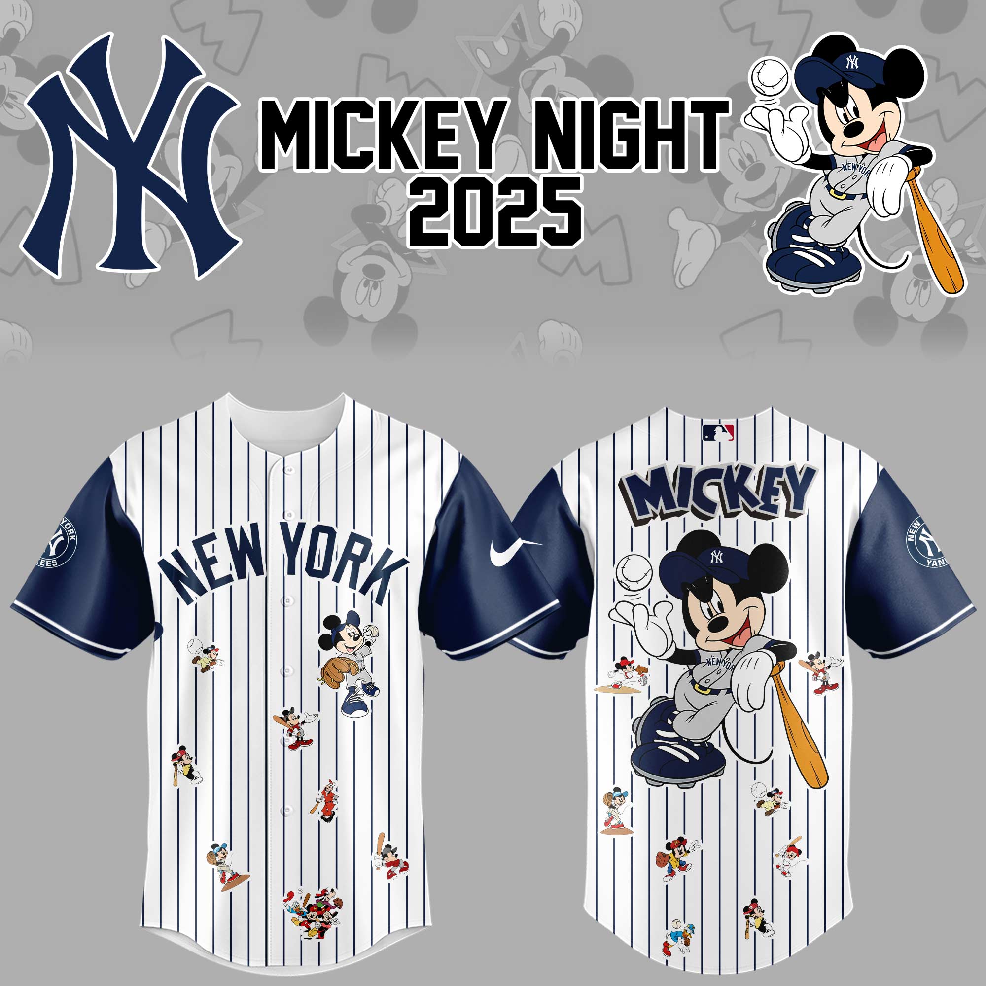 New York Yankees Baseball Mickey Night Jersey Gift Ideas For Baseball Players