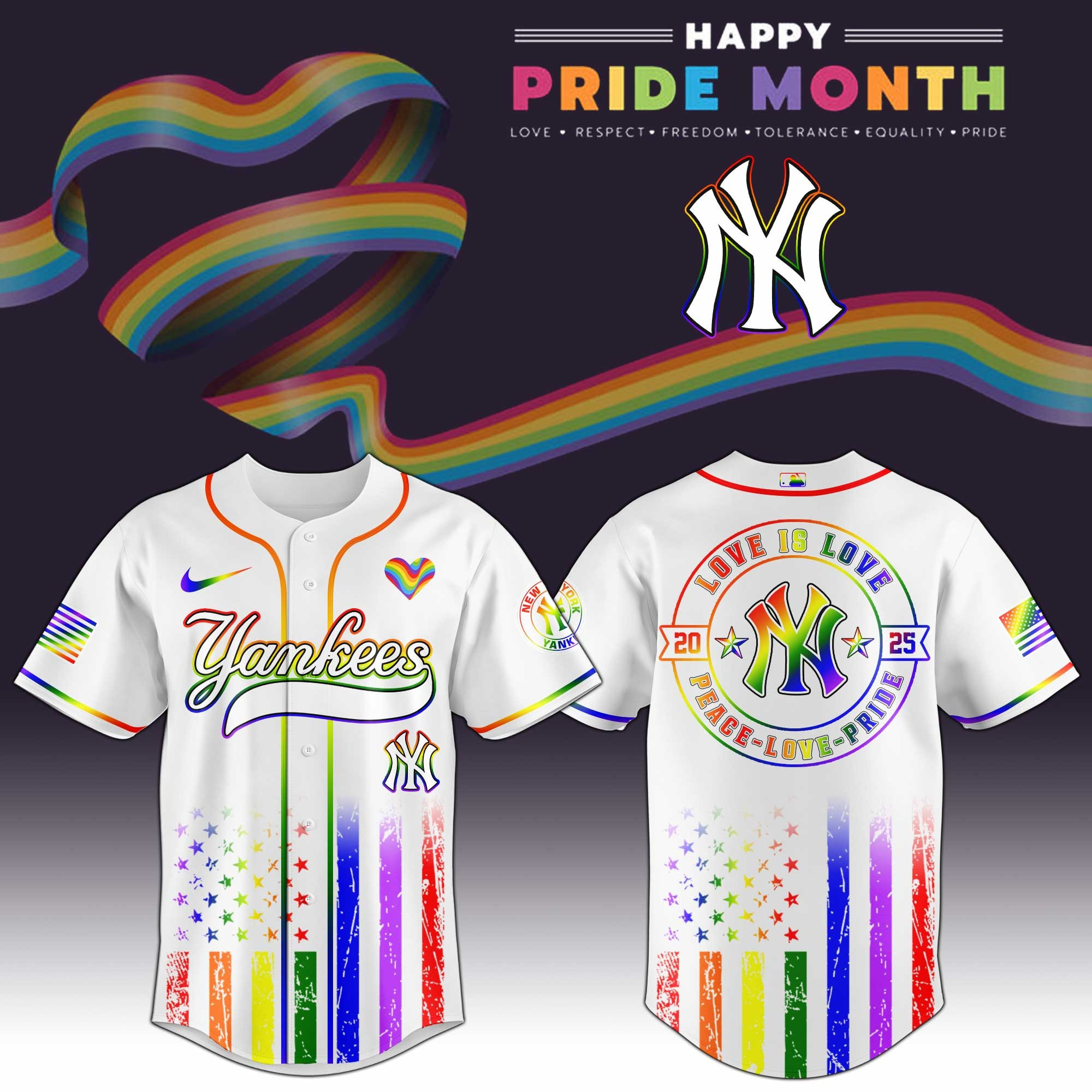 New York Yankees MLB x Happy Pride Month Limited Edition Jersey 2025 Perfect Gift For Best Friend