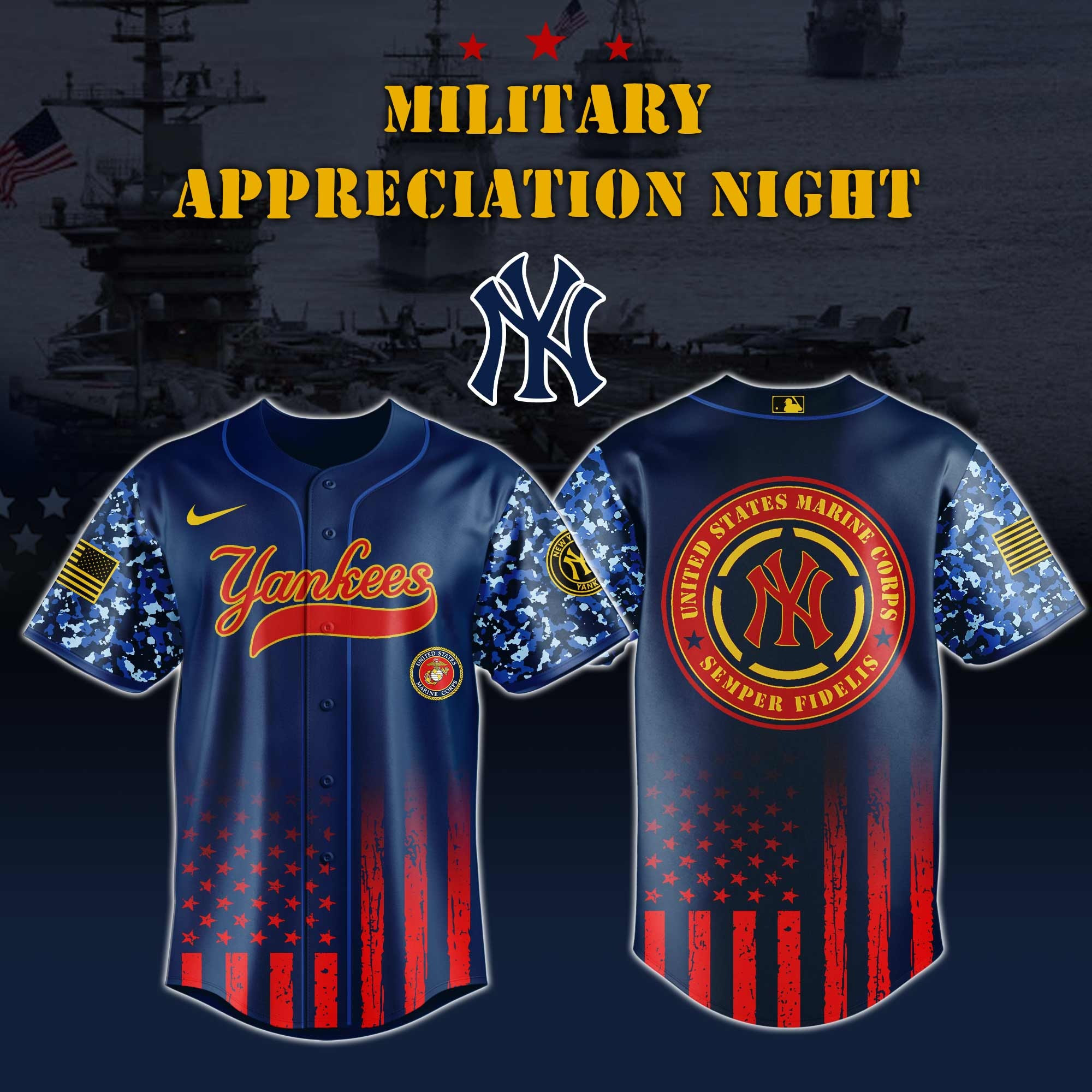 New York Yankees MLB x Marine Corps Military Appreciation Night Jersey Editions Limited 2025 Gift For Yankees Fans