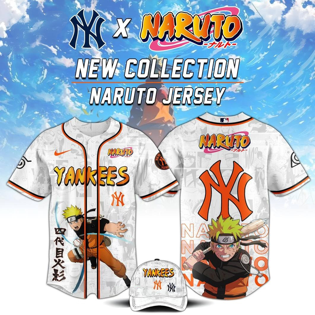 New York Yankees MLB x Naruto Special Baseball Jersey Best Gifts For Baseball Fans