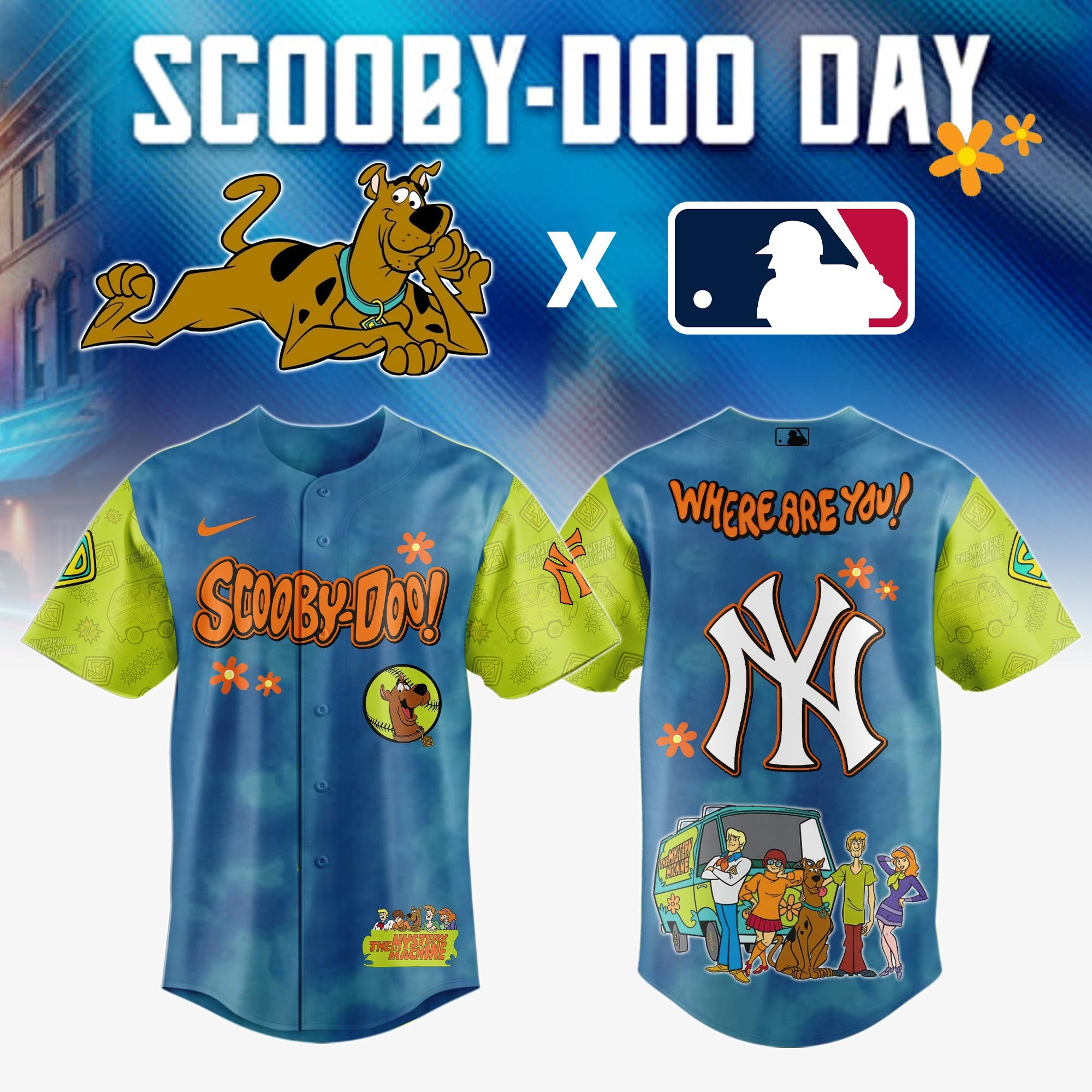 New York Yankees MLB x Scooby Doo Jersey Presents For Baseball Lovers