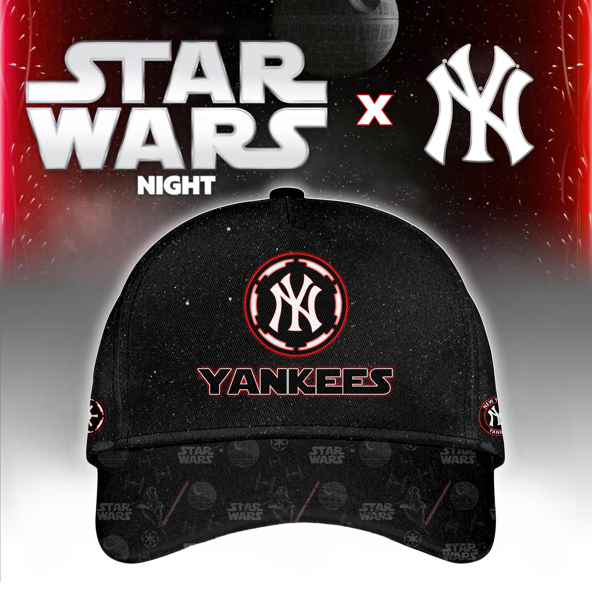 New York Yankees MLB x Star War Night Special Edition Hat 2025 Best Gifts For Baseball Fans