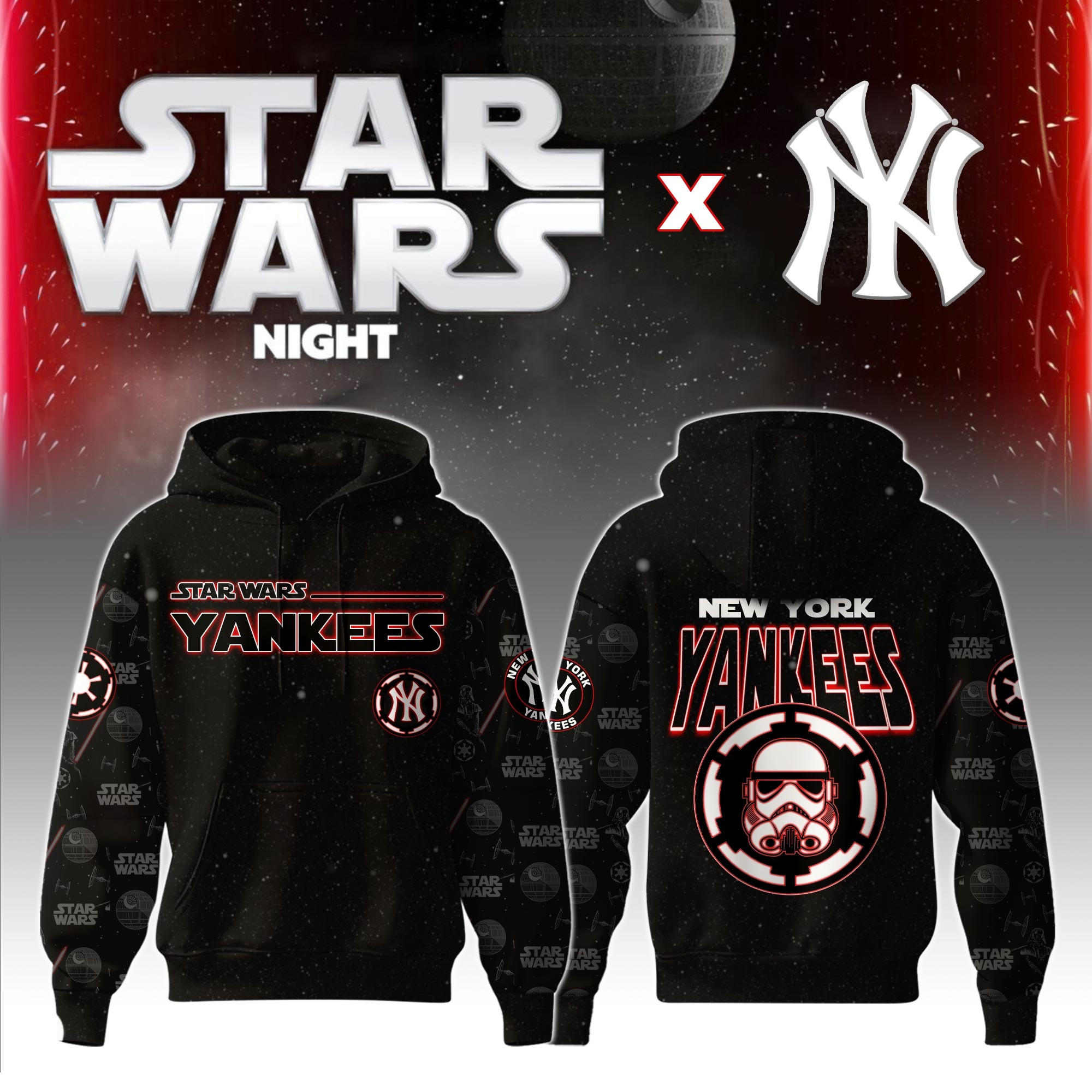 New York Yankees MLB x Star War Night Special Edition Hoodie 2025 Best Gifts For Baseball Lovers