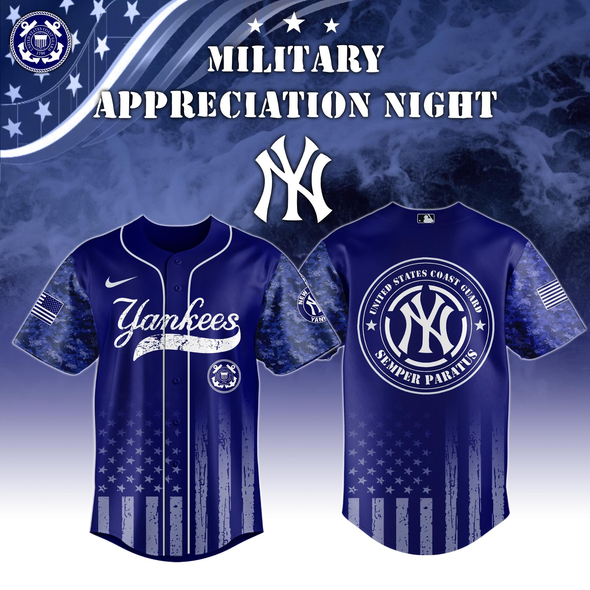 New York Yankees MLB x United States Coast Guard Military Appreciation Night Jersey Fans Gift