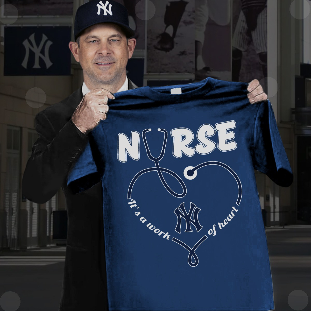 New York Yankees Nurses Night T-Shirt It's A Work Of Heart Nurses Baseball Gifts For Fans