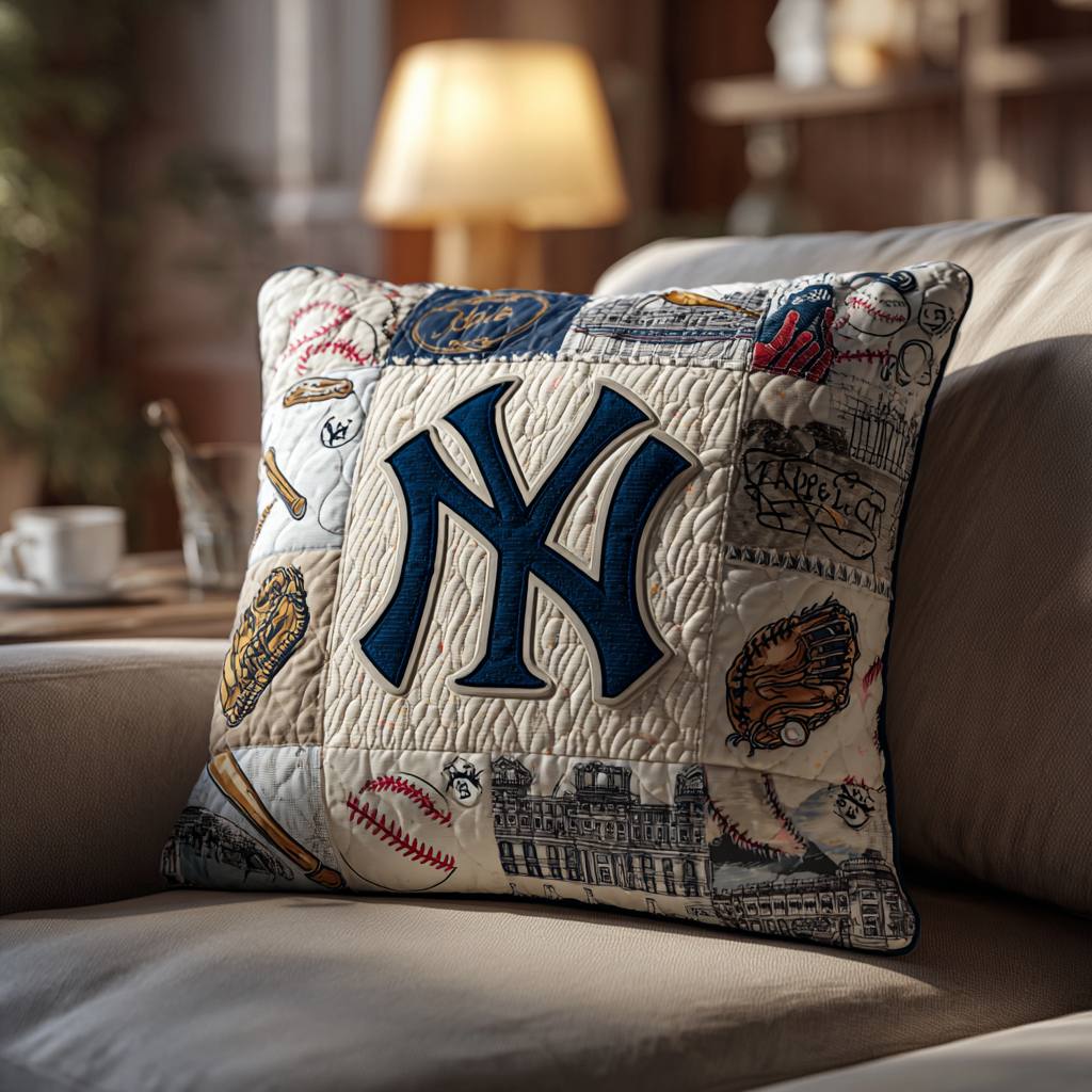 New York Yankees Quilted Pillow Case Baseball Cushion Cover Fan Gift Merch