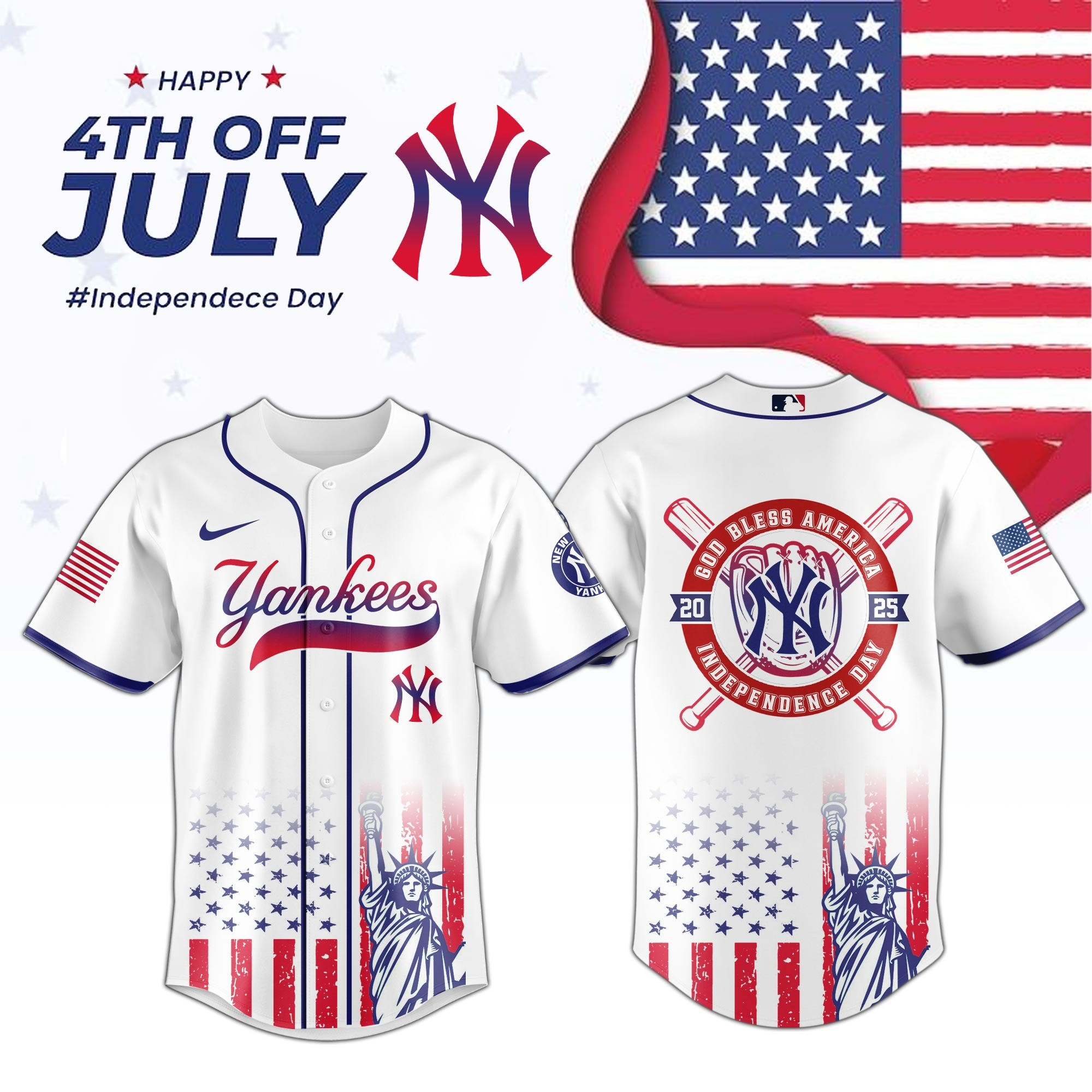 New York Yankees Special Independence Day Limited Edition Jersey Presents For Baseball Fans