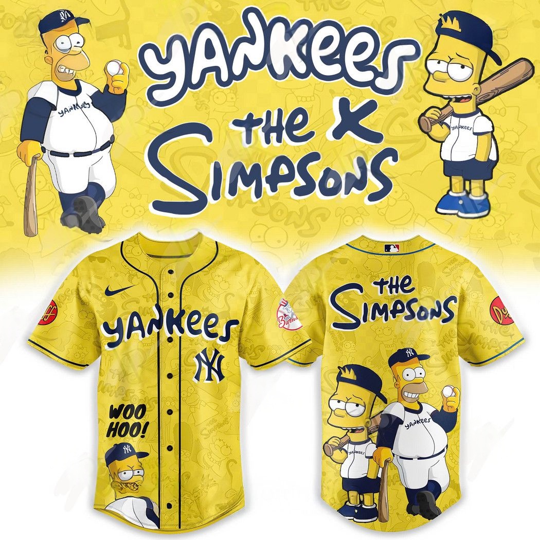 New York Yankees The Simpsons Heritage 2025 Limited Edition Baseball Jersey Yellow Gift Ideas For Baseball Players