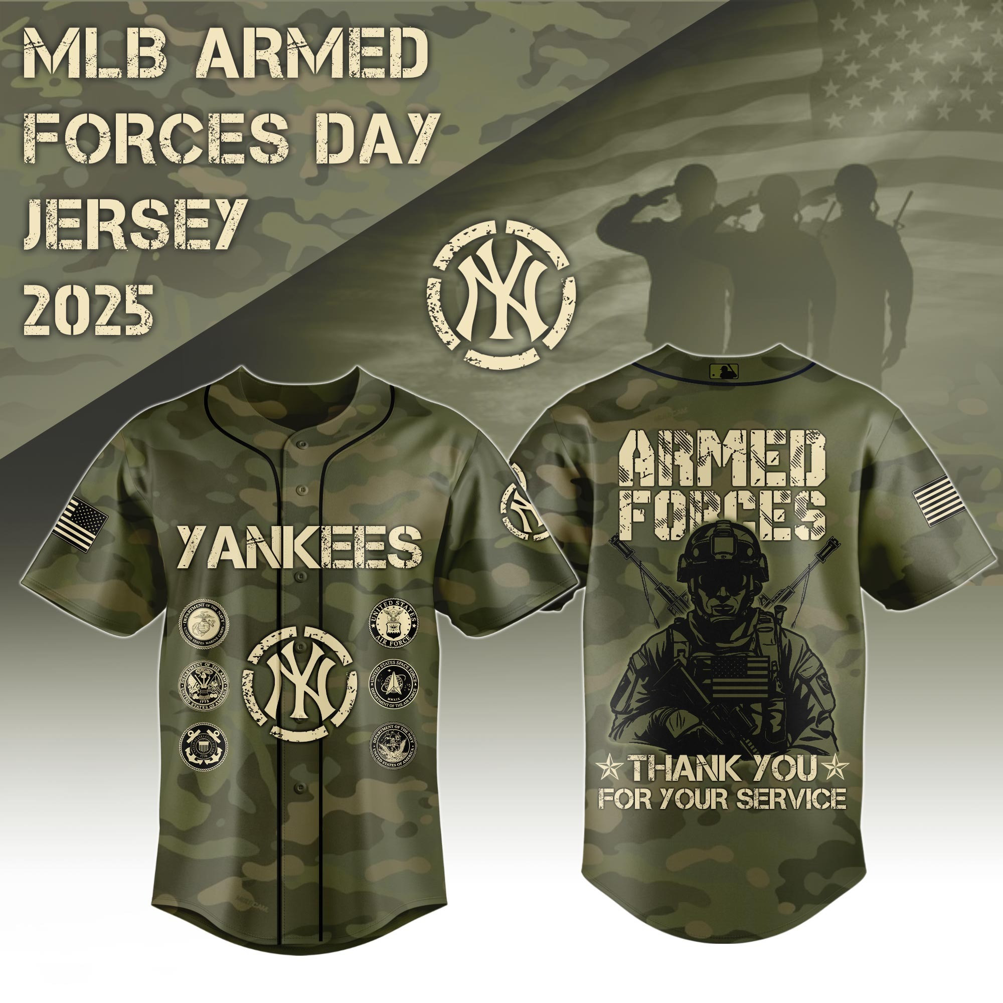 New York Yankees USA Edition Armed Forces Day Jersey Best Gifts For Baseball Fans