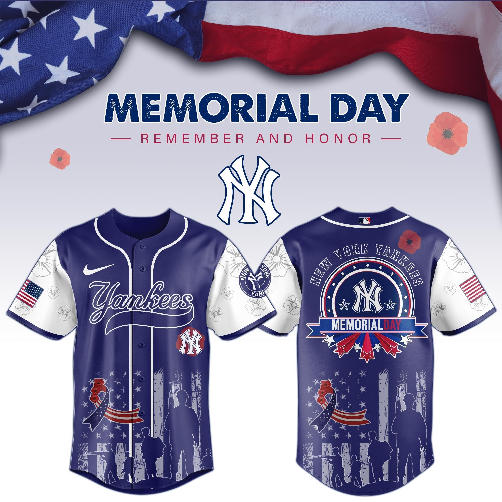 New York Yankees USA Memorial Day 2025 Game Night Jersey Baseball Player Gift Ideas