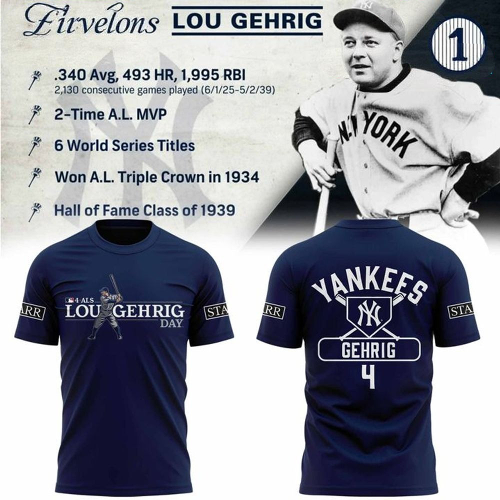 New York Yankees x 2025 Lou Gehrig Day Special Shirt Baseball Team Gift Ideas