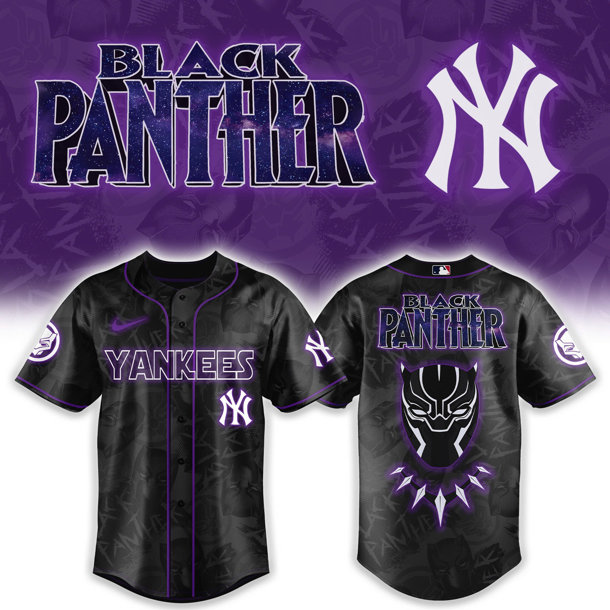 New York Yankees x Black Panther Avengers Jersey Best Gifts For Baseball Fans