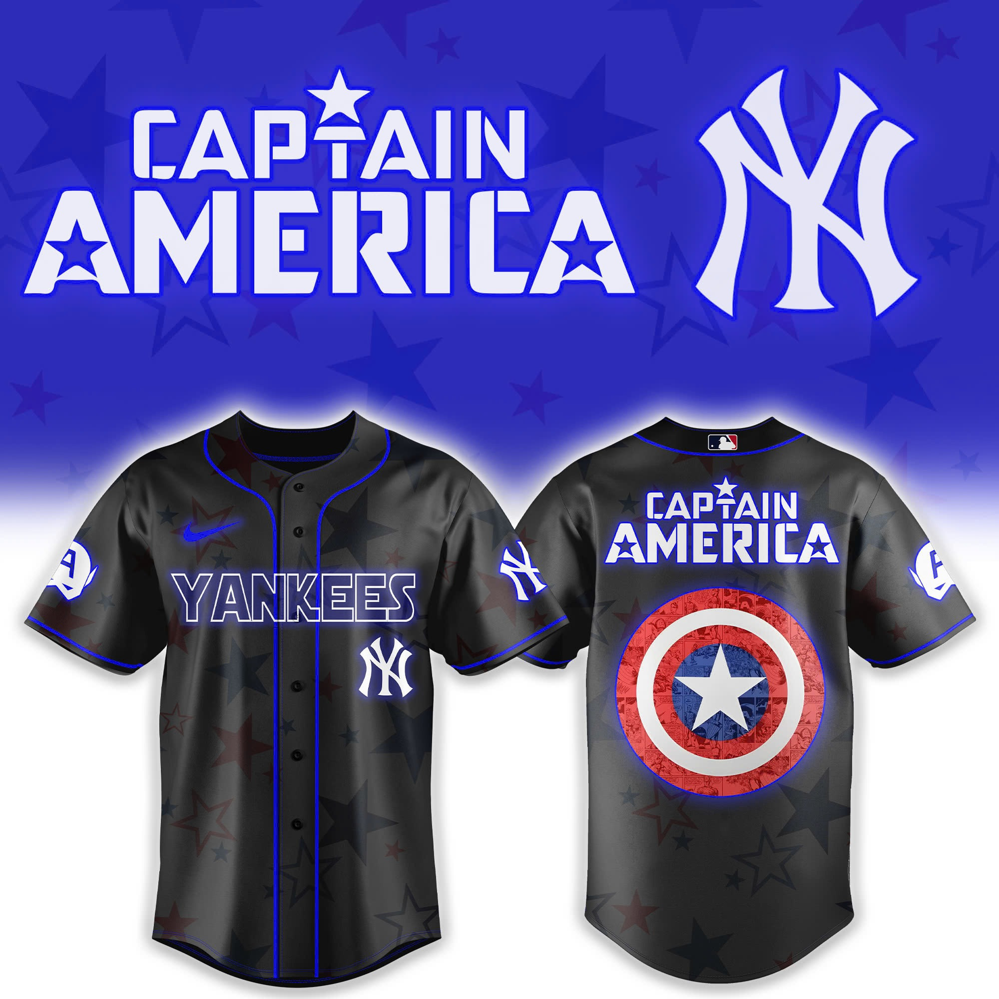 New York Yankees x Captain America Avengers Jersey Unique Gifts For Baseball Fans