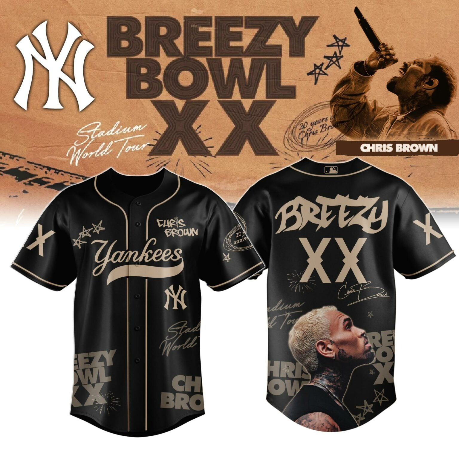 New York Yankees x Chris Brown Jersey Baseball Lover Gift Ideas