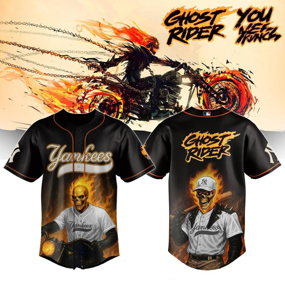 New York Yankees x Ghost Rider Inferno Special Edition Baseball Jersey Gift For Papa