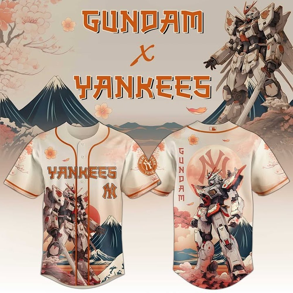 New York Yankees x Gundam Baseball Jersey Special Edition Best Gift For Anime Fans