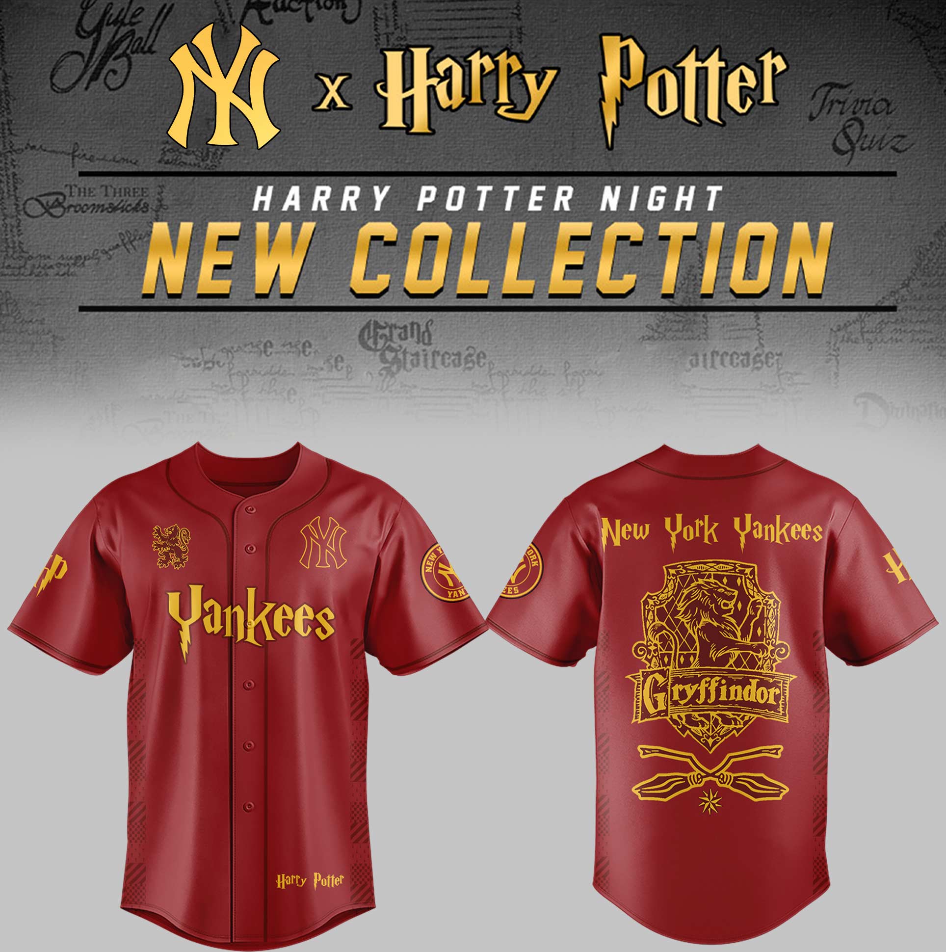 New York Yankees x Harry Potter Night Gryffindor House Jersey Gifts For Baseball Fans