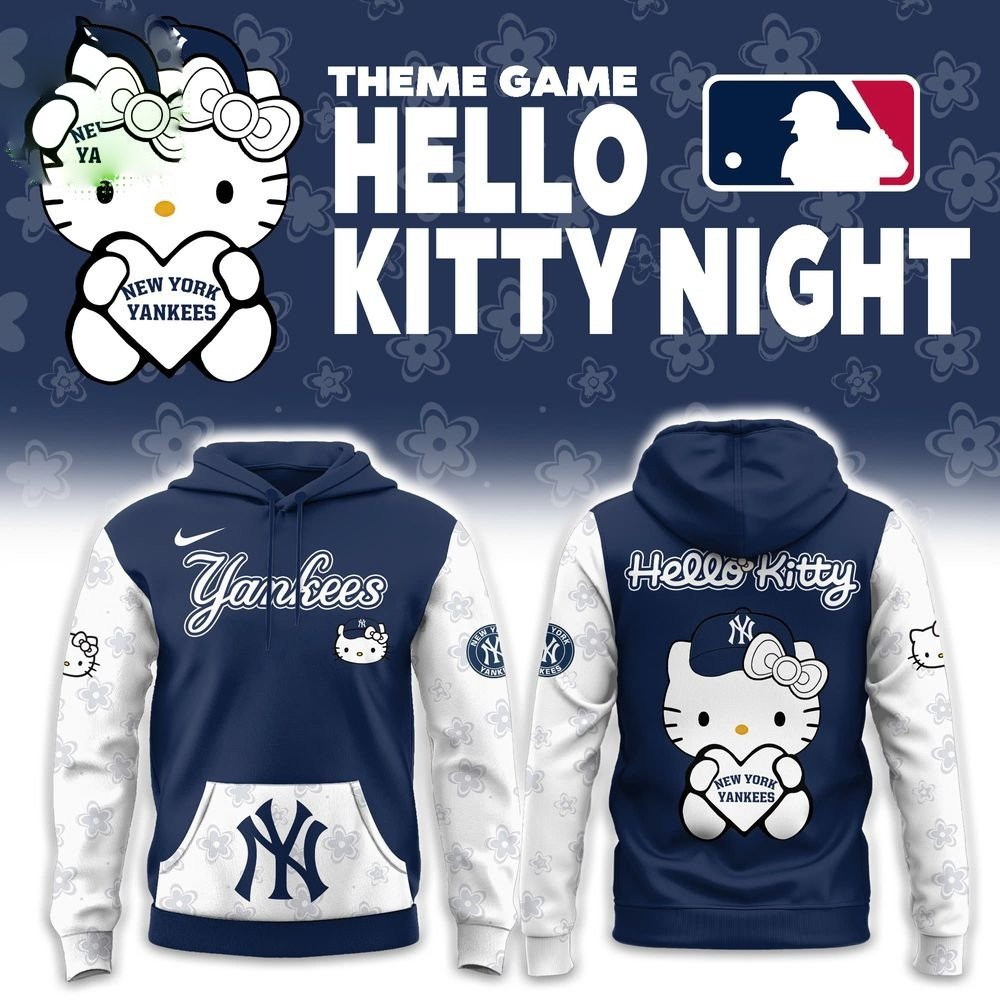 New York Yankees x Hello Kitty Night Hoodie MLB Cool Gifts For Baseball Lovers