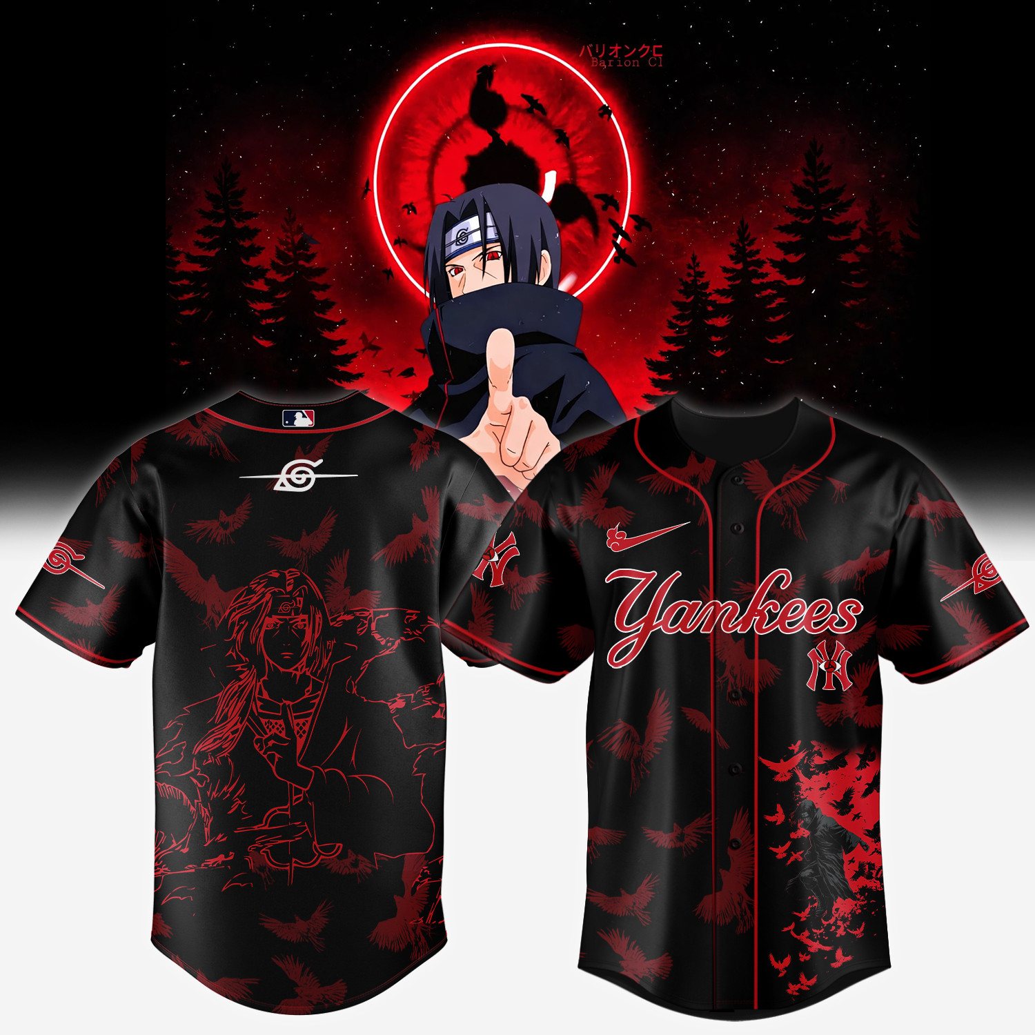 New York Yankees x Naruto Itachi Baseball Jersey Basketball Merch Birthday Gift For Fans
