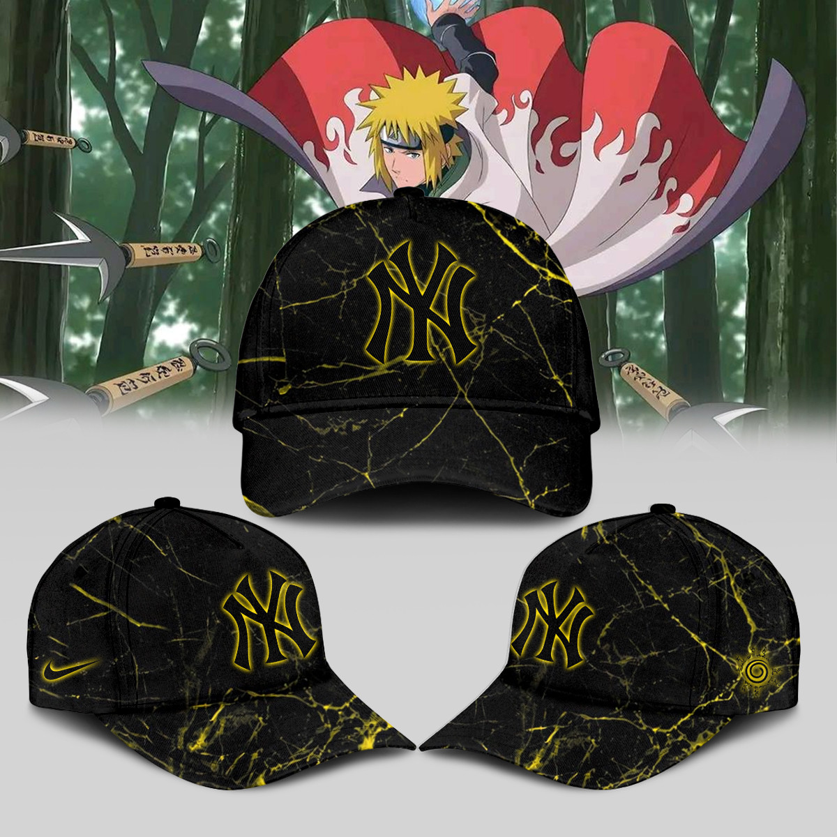 New York Yankees x Naruto Minato Hat 2026 MLB Playoffs Baseball Cap NY Yankees Fans Gift