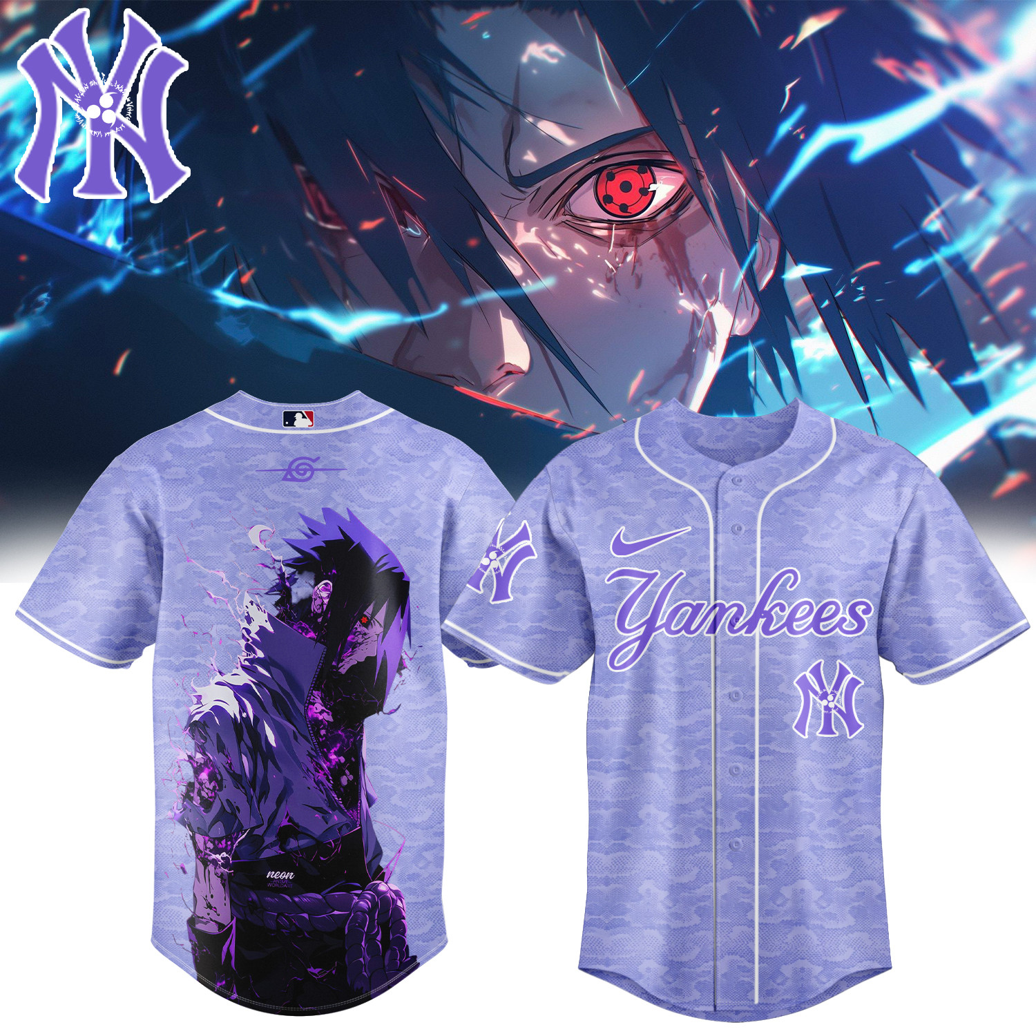 New York Yankees x Naruto Sasuke Baseball Jersey Basketball Clothes NY Yankees Gear